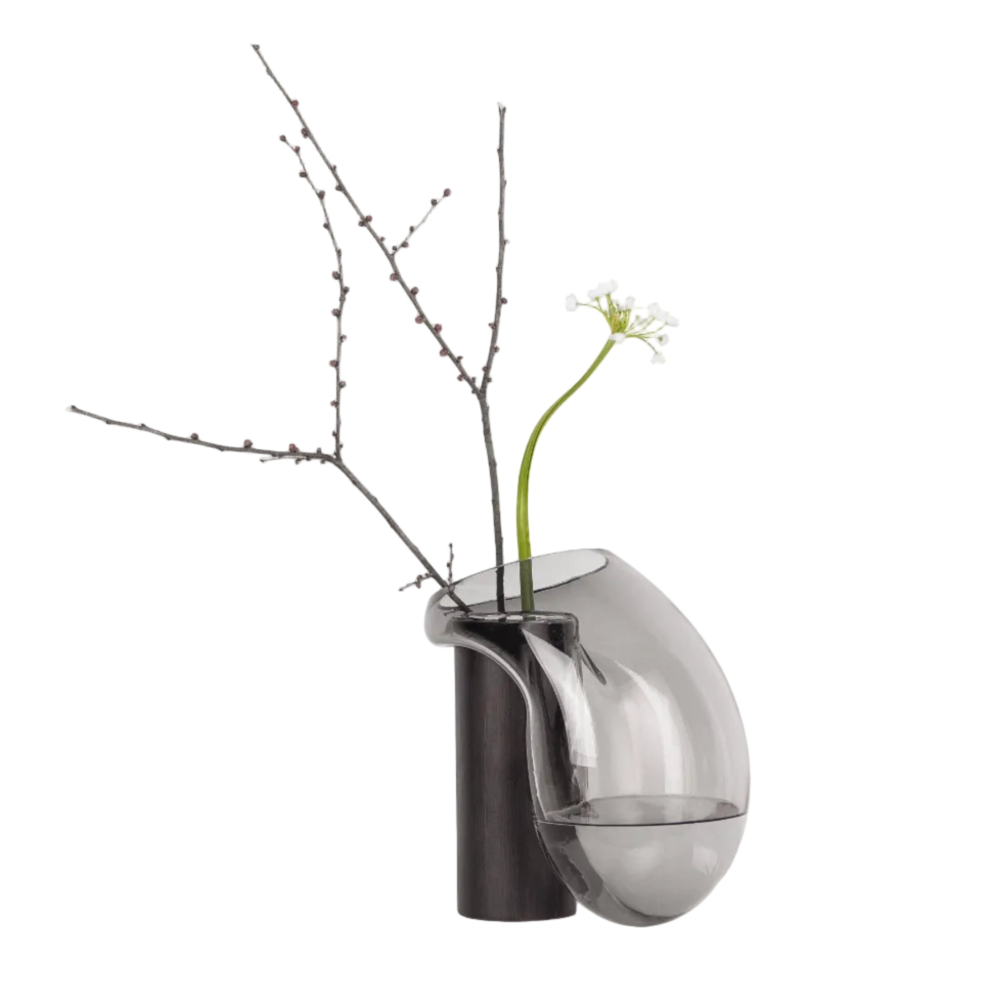 Vase GUTTA BOON grau mit Schwarz
