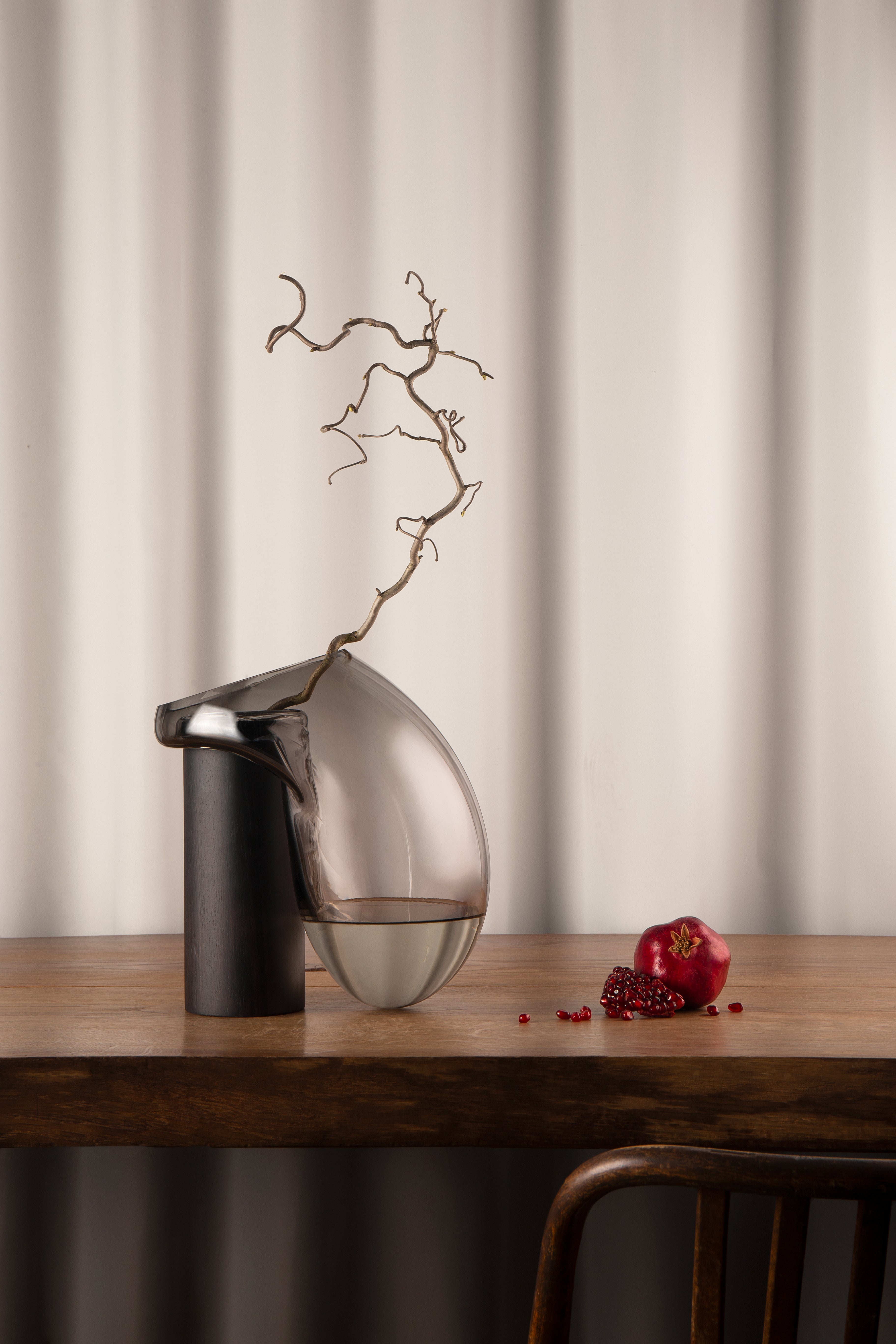 Vase GUTTA BOON grau mit Schwarz