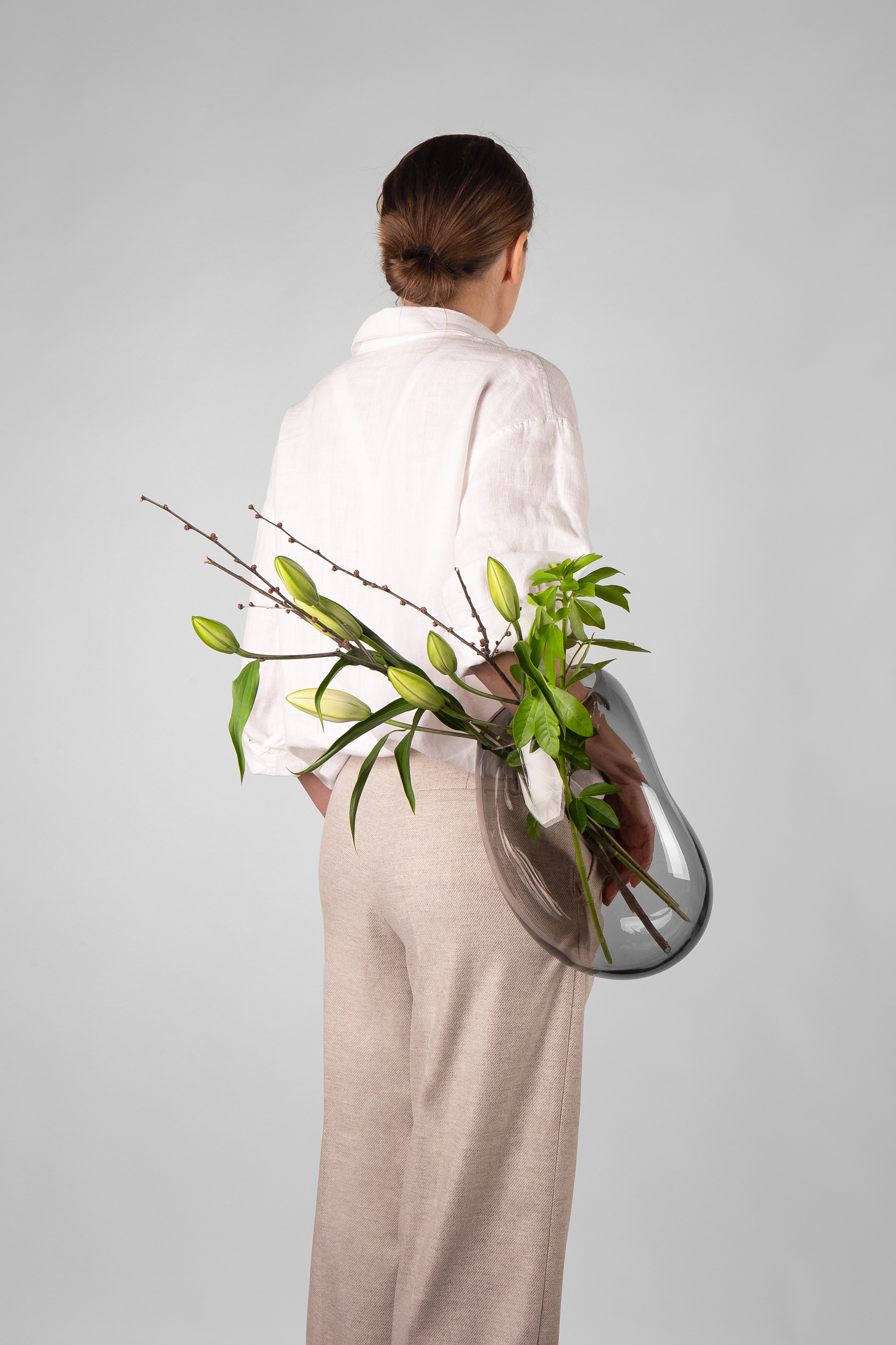 Vase GUTTA BOON grau mit Schwarz
