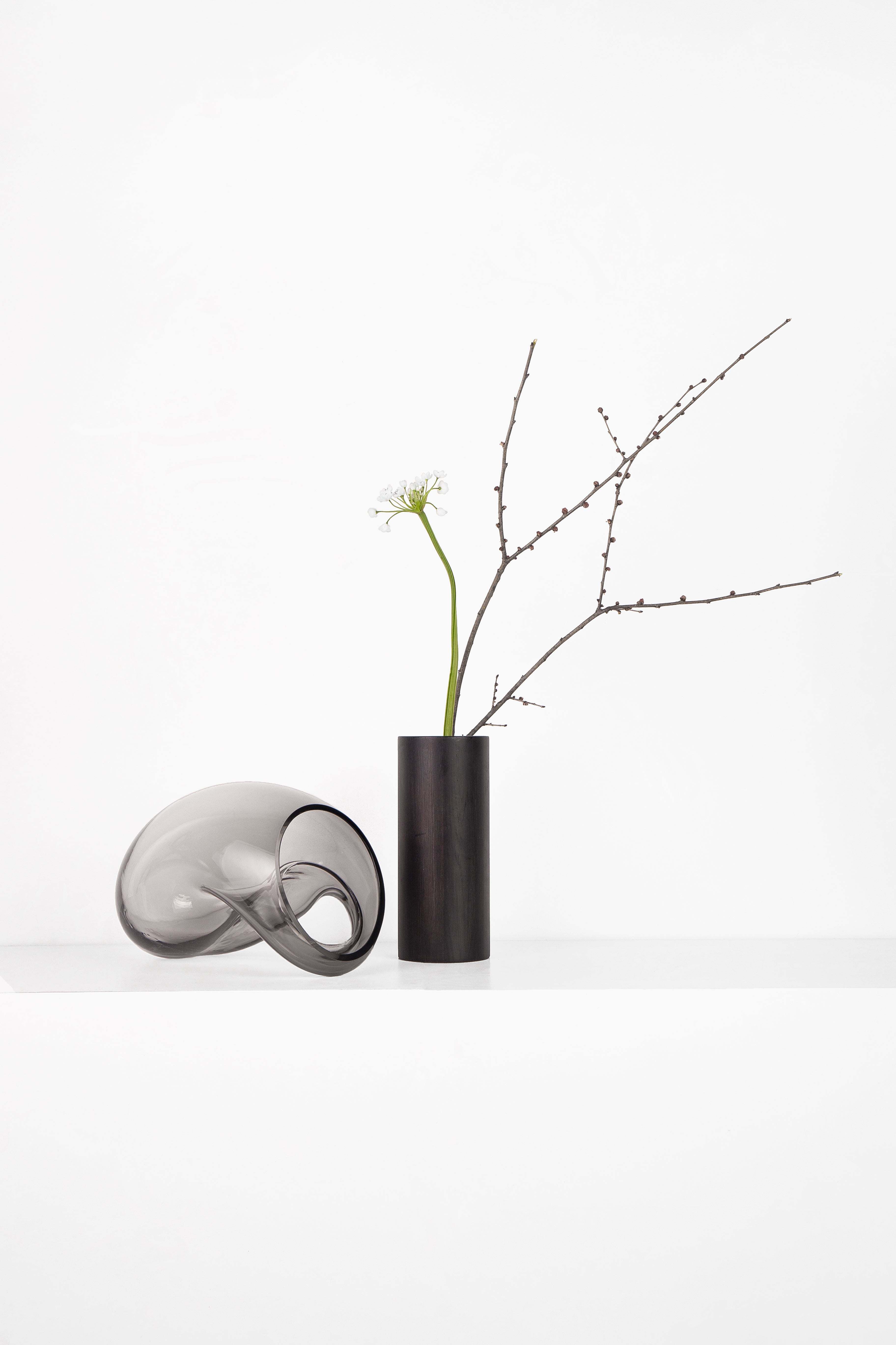Vase GUTTA BOON grau mit Schwarz