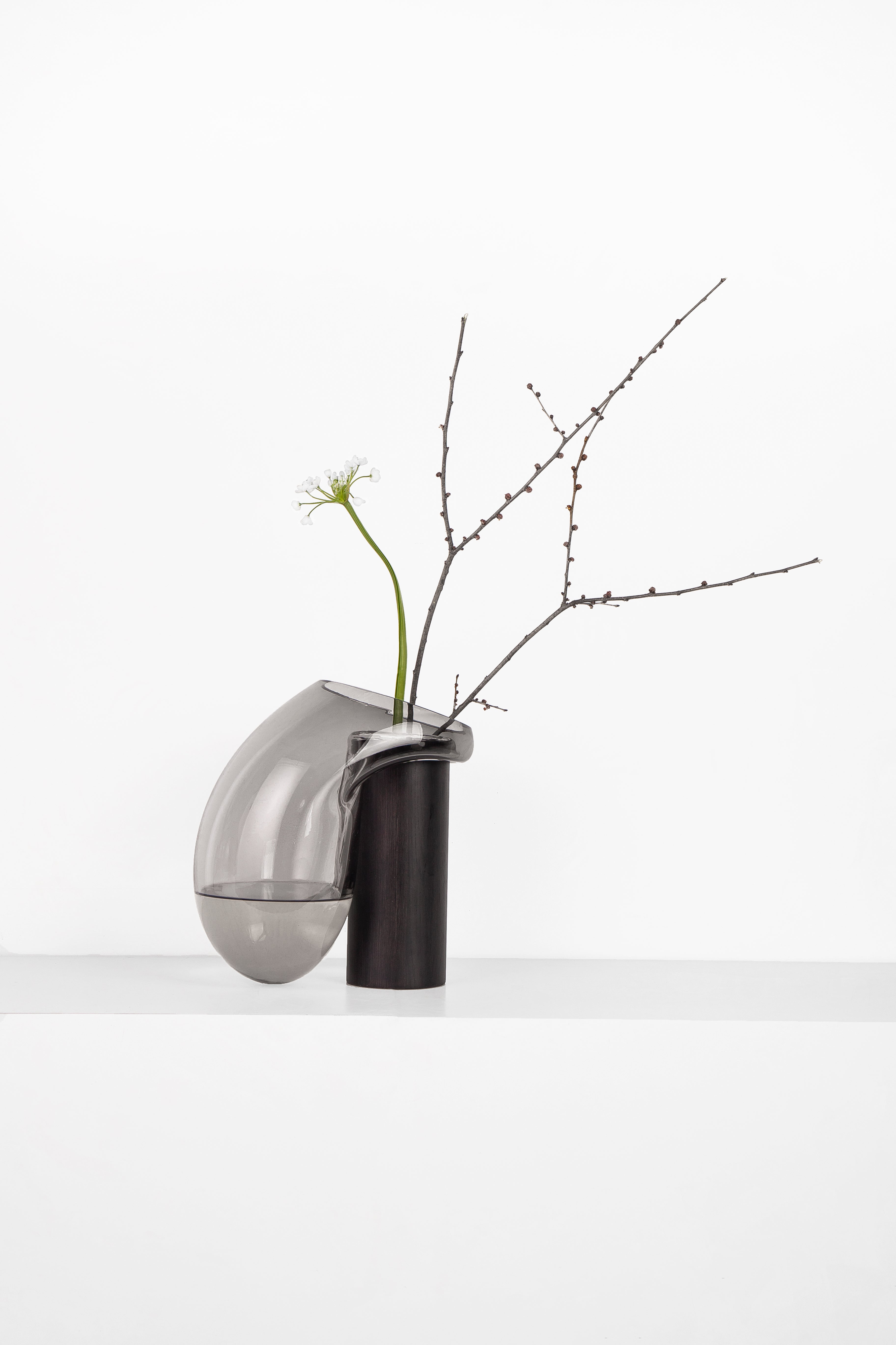 Vase GUTTA BOON grau mit Schwarz