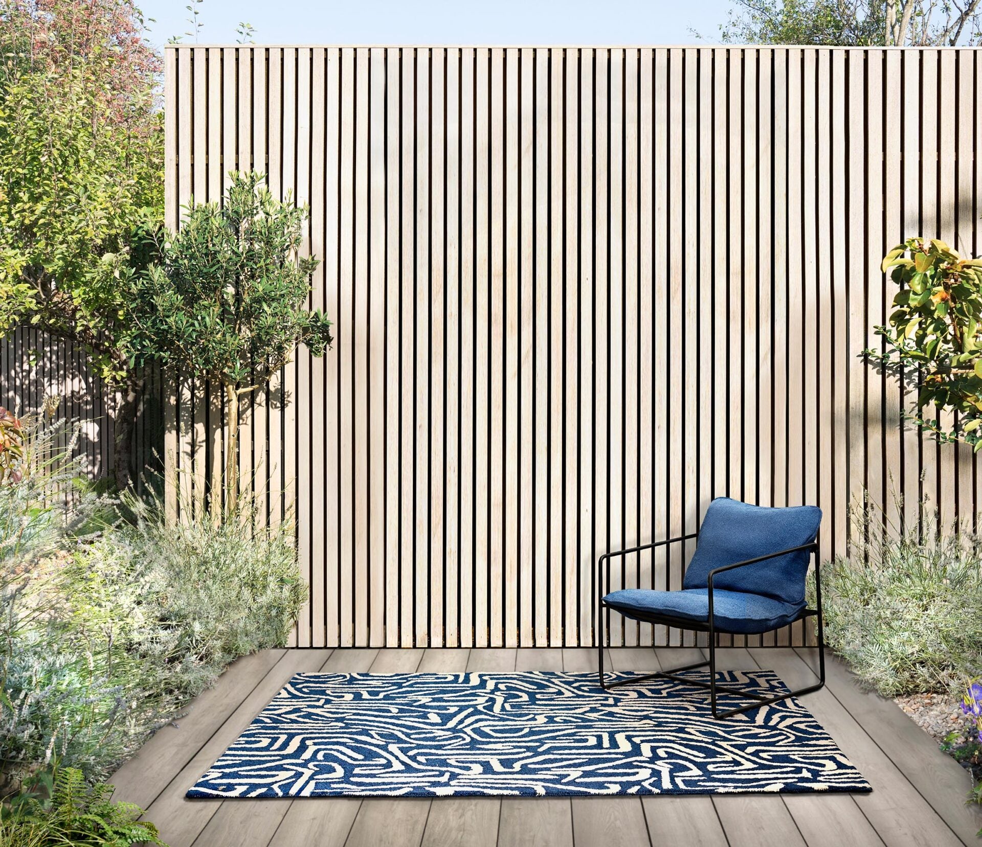 Melodic beige and navy blue rug