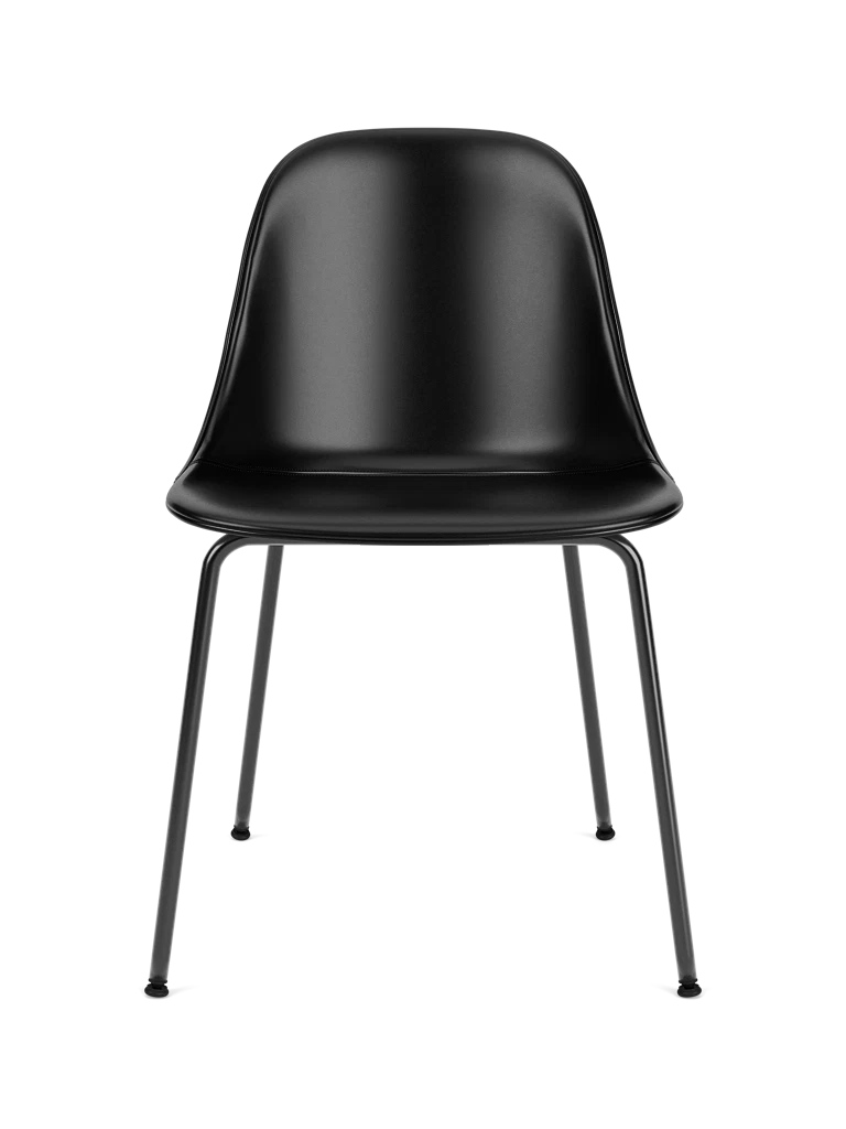 Stuhl HARBOUR schwarze Leder mit schwarzem Stahlgestell