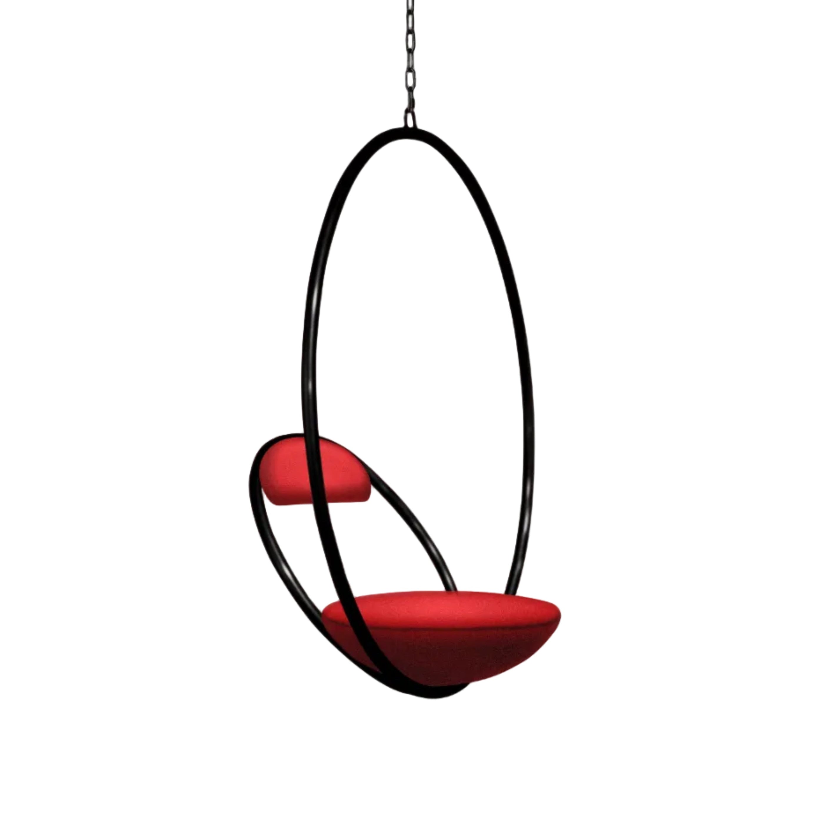 Krzesło wiszące HANGING HOOP czerwone z czarnym wykończeniem