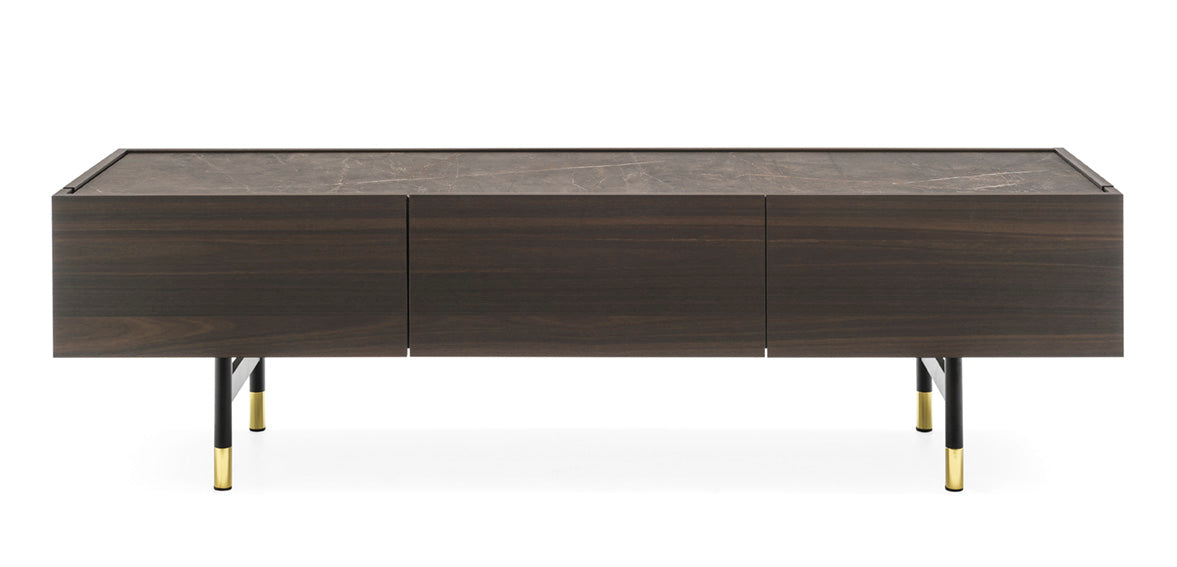 RTV-Schränke HORIZON dunkles Holz mit brauner Platte