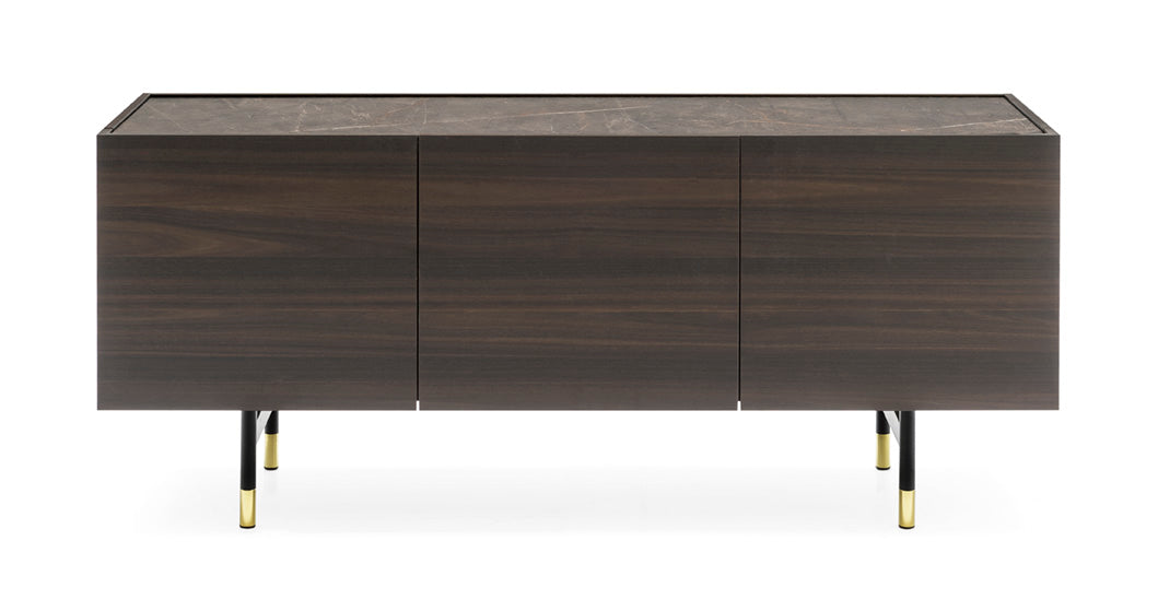 HORIZON Chest of Drawers dark wood with brown top