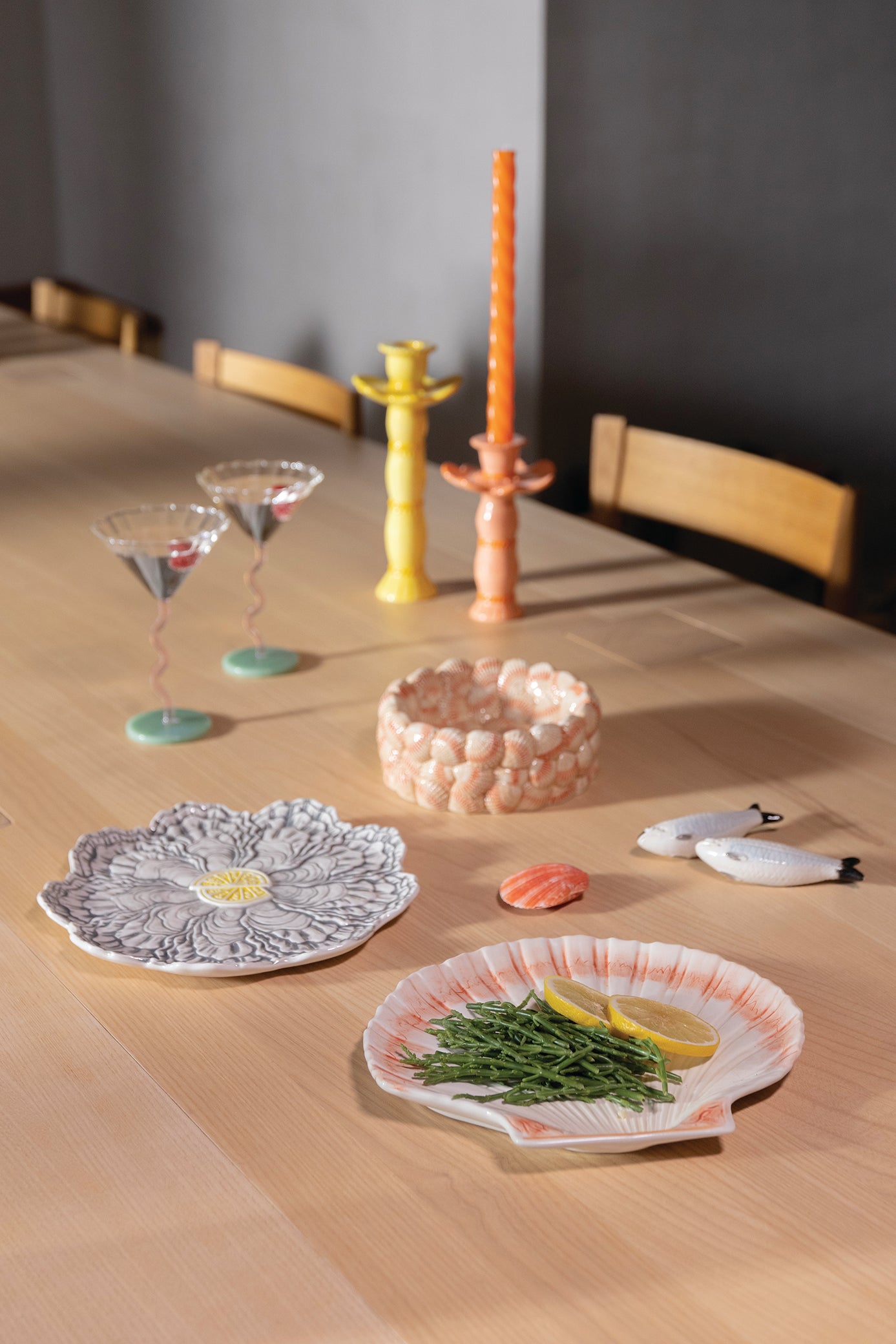 Dessertteller OYSTER grau mit Gelb