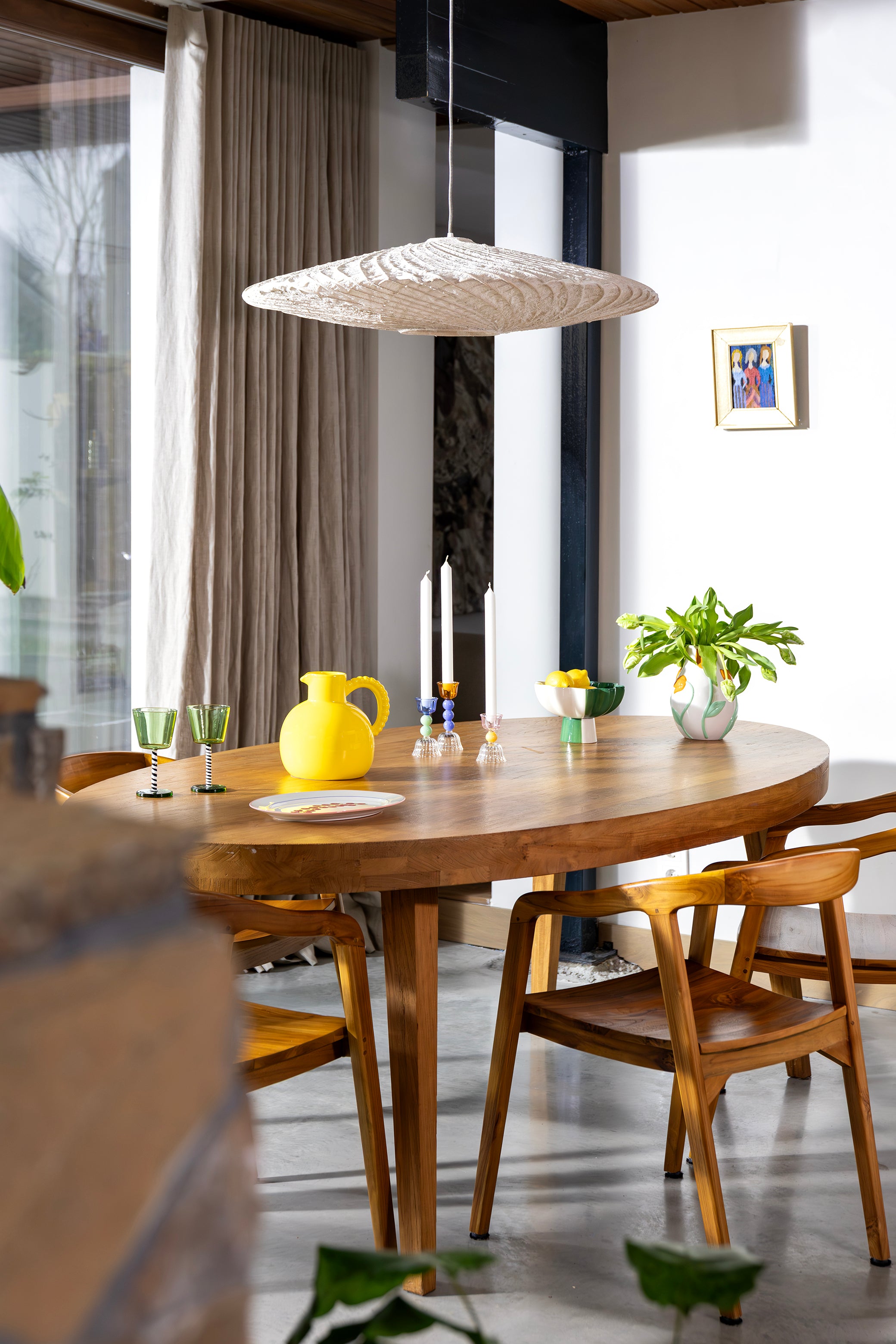 Vase TULPE weiß mit grün und orange