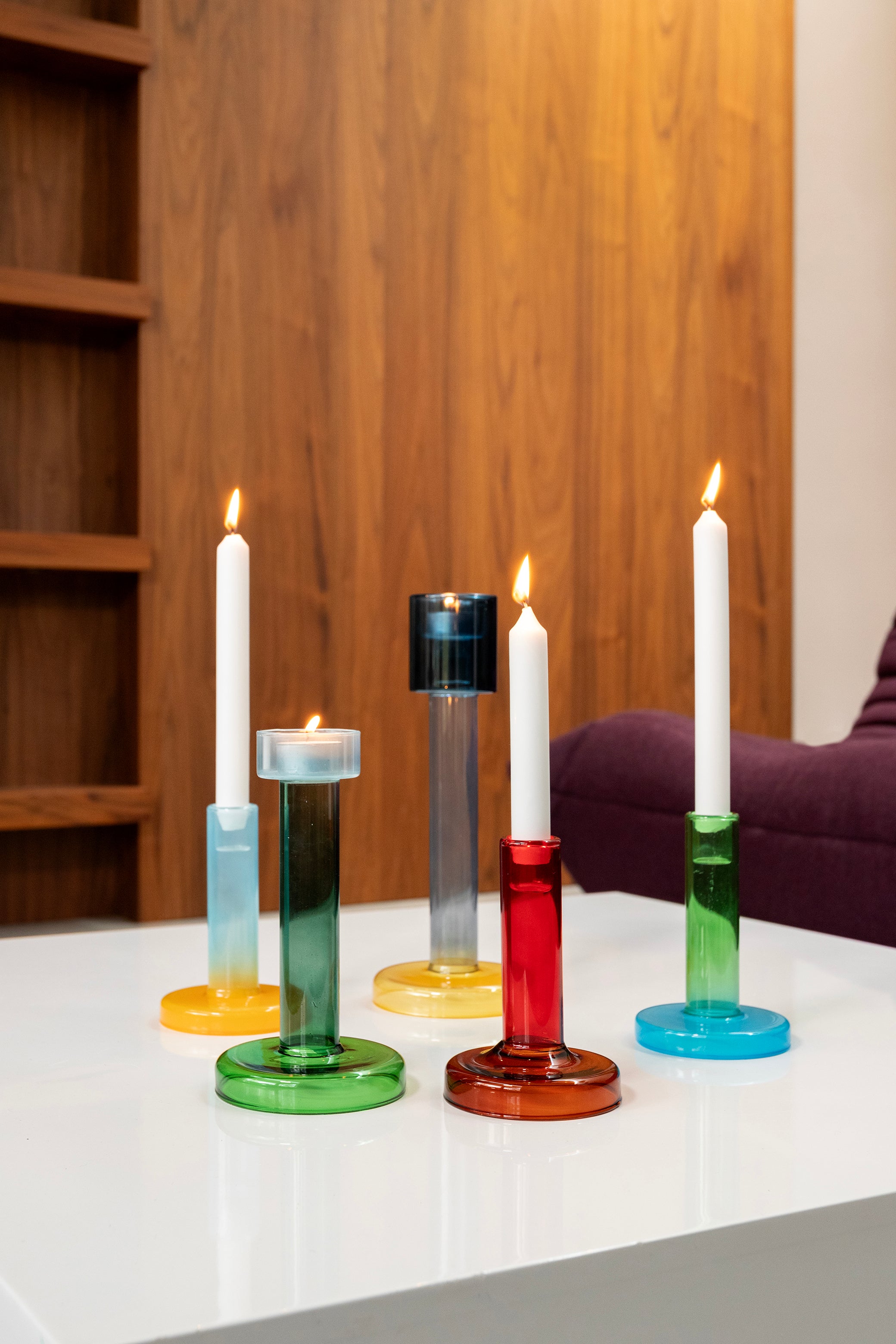 Teelichthalter BOLE grün mit blau