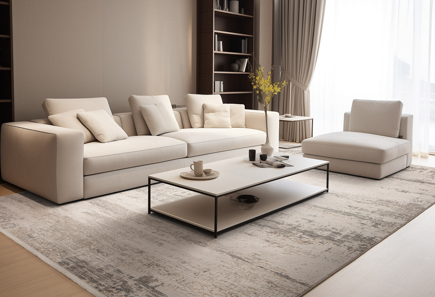 Beige Fields Teppich Beige