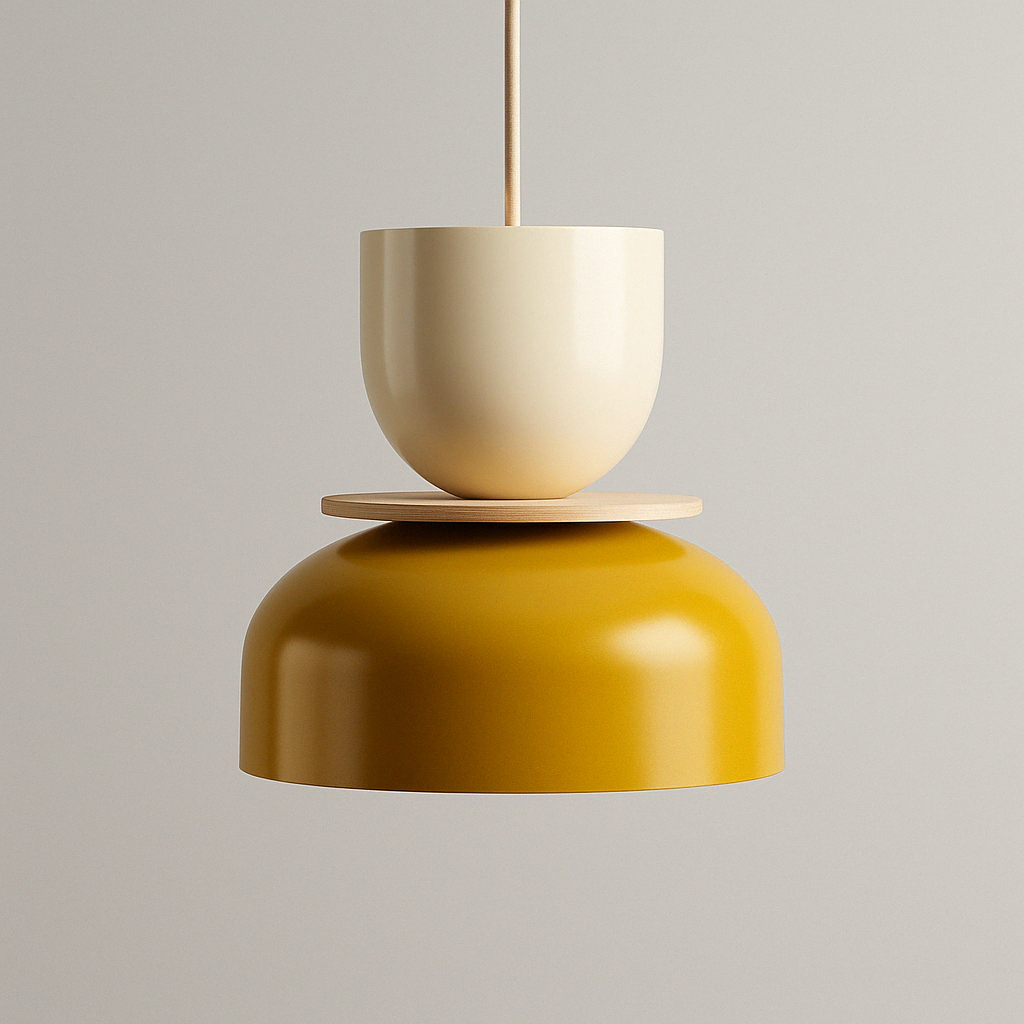 Hanging lamp for cream with yellow