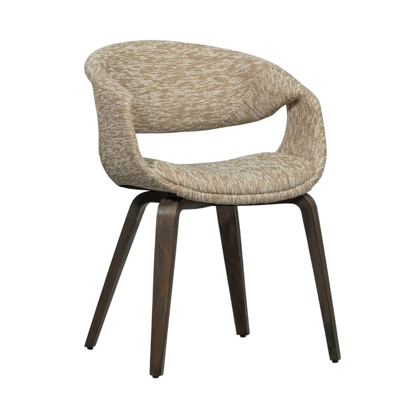 Sessel mit Armlehnen YOSSI beige mit braunem Holzgestell