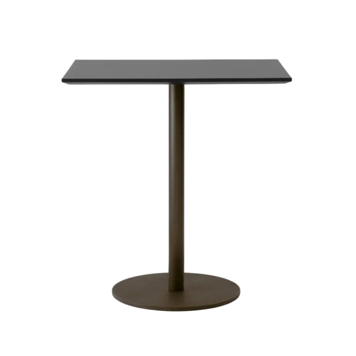 Café-Tisch IN BETWEEN SK16 mit schwarzer Laminatplatte und braunem Gestell