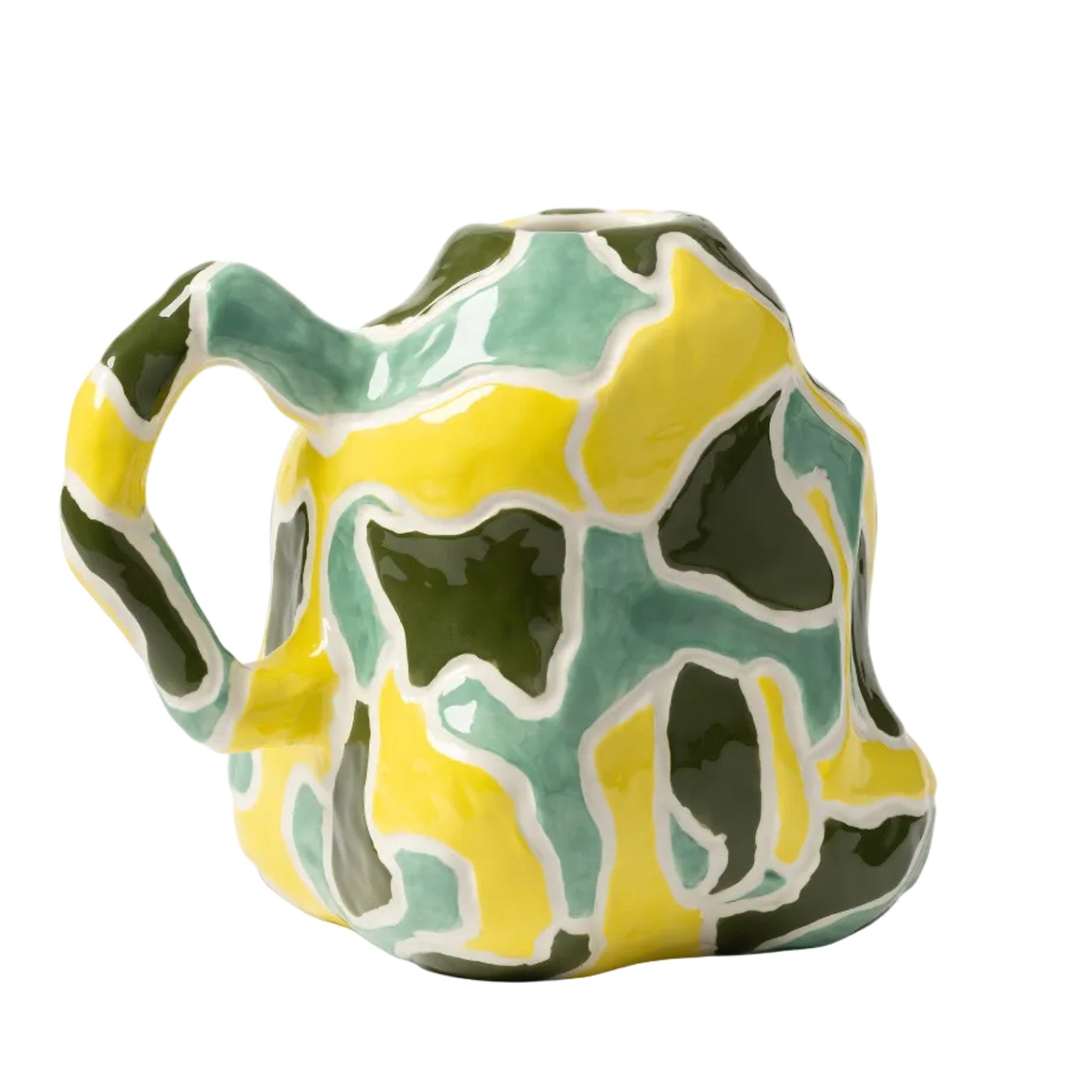 Vase JUG-A-VASE grün mit Gelb und Weiß