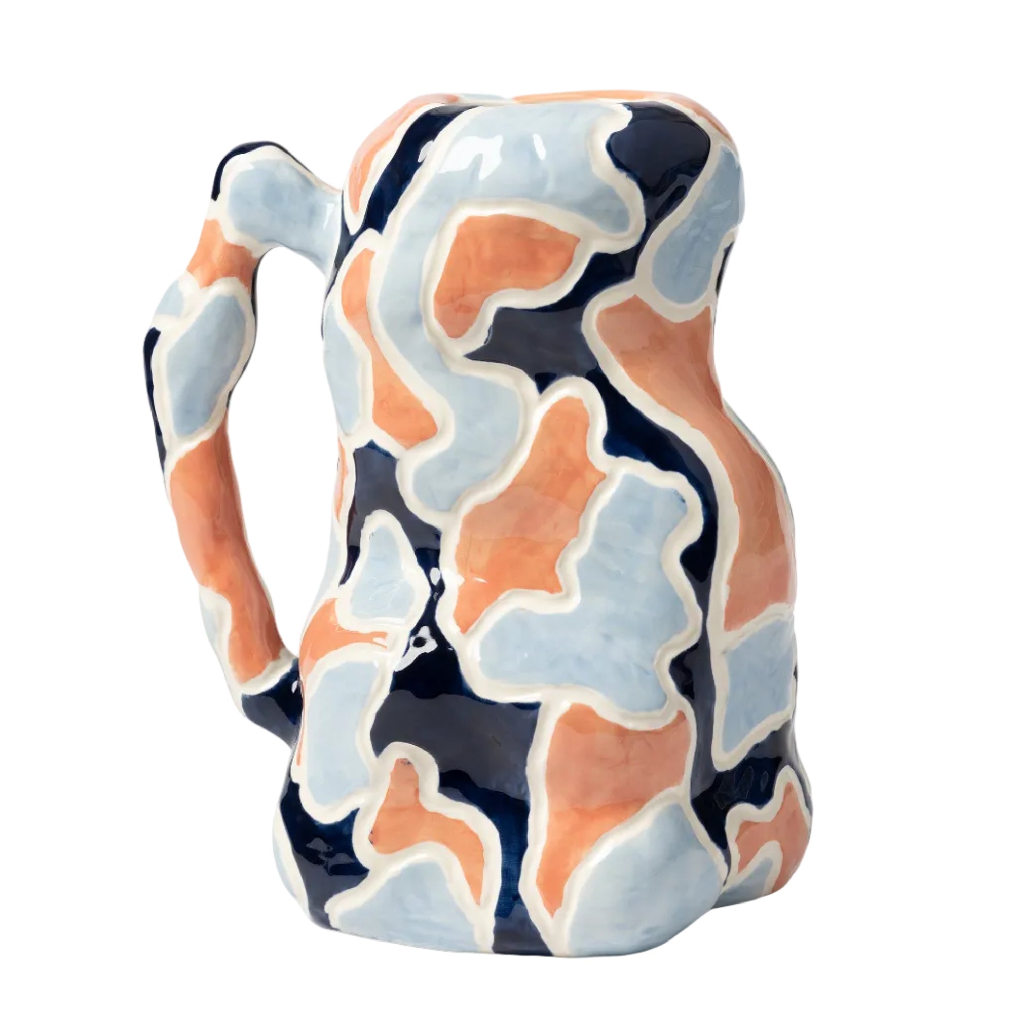 JUG-A-VASE vase in orange with blue and white