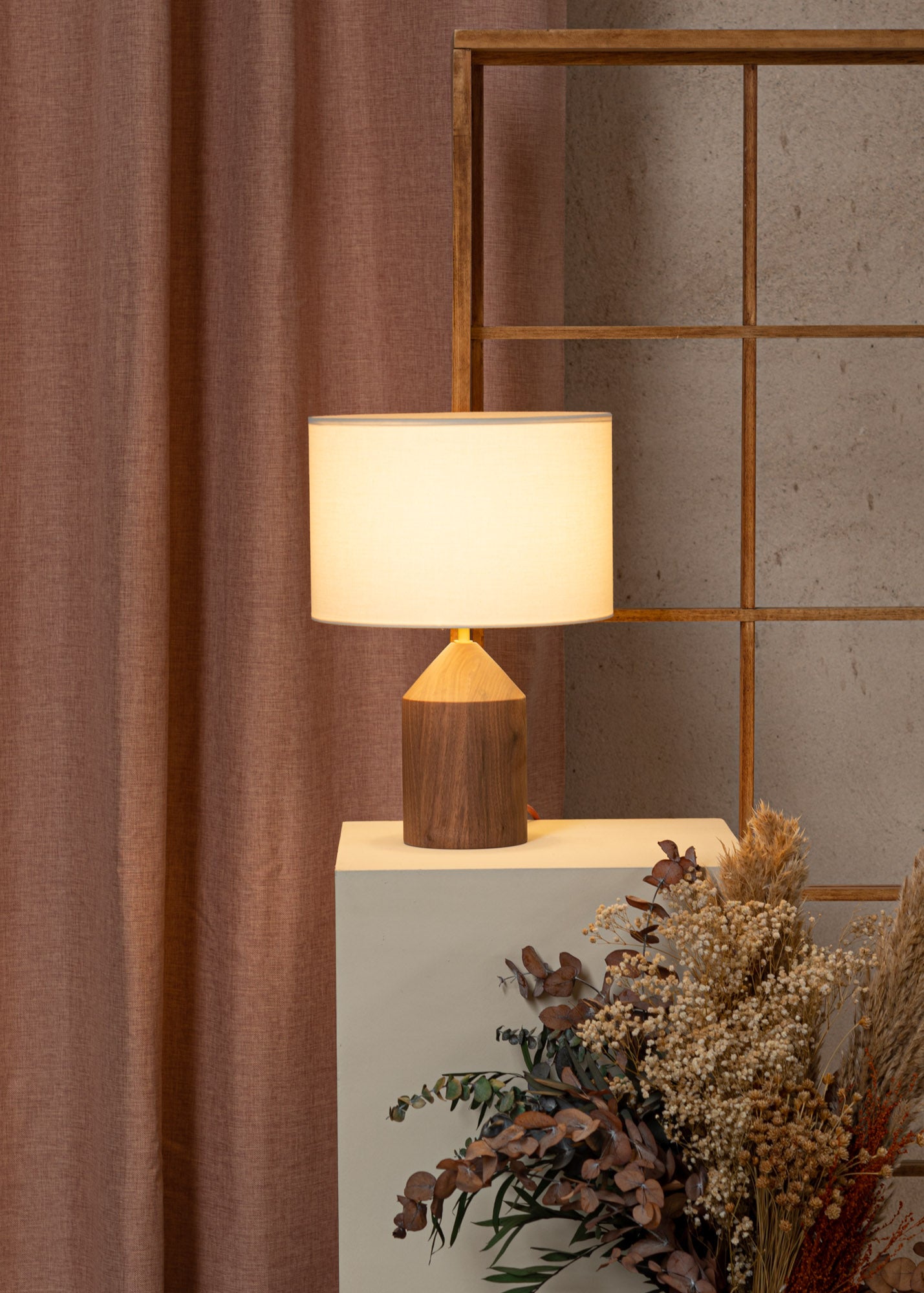 JOSEF walnut wood table lamp