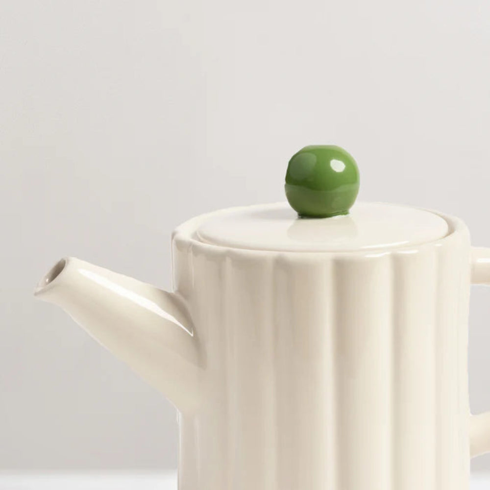 White TUBE Teapot with Green