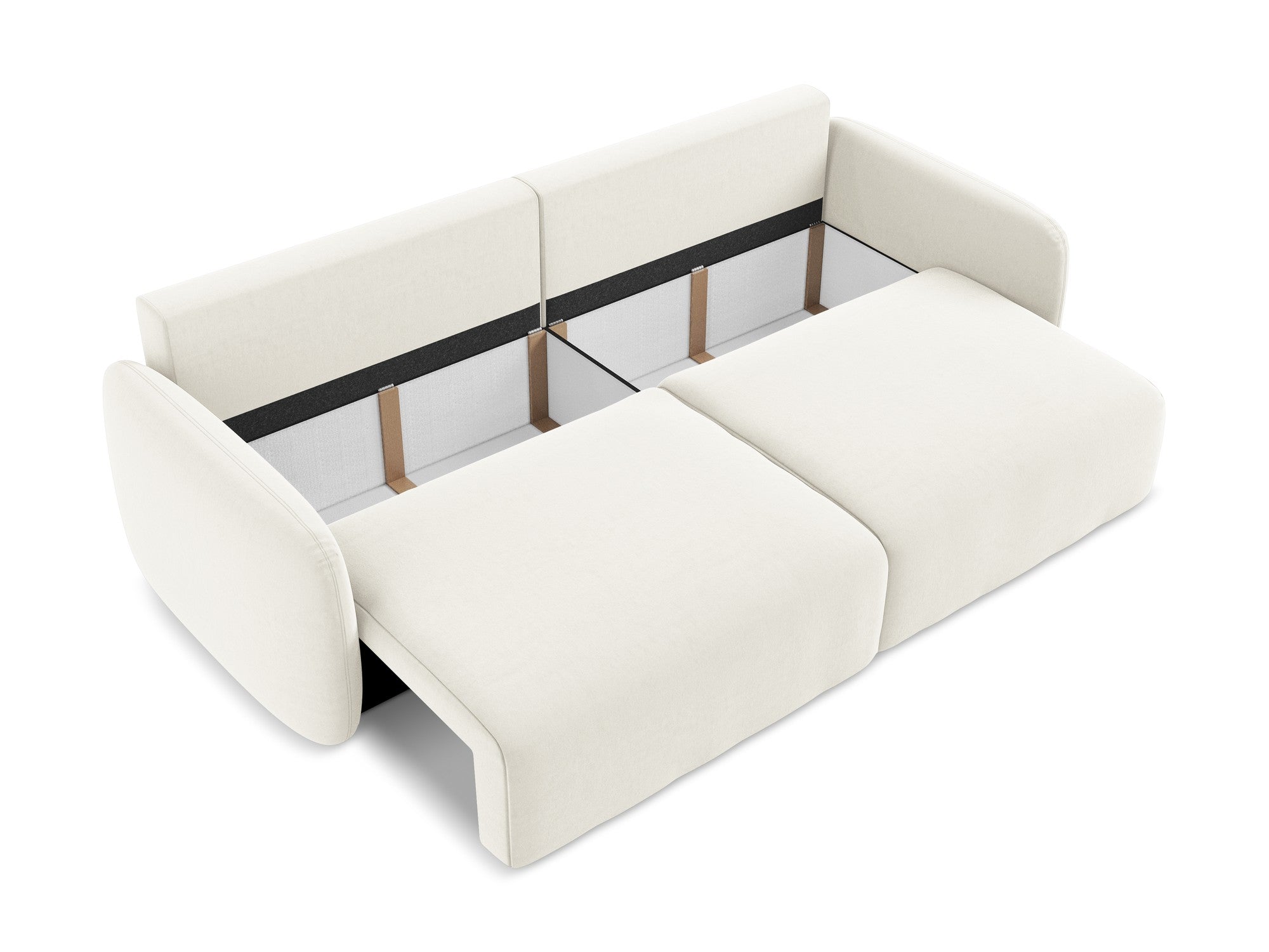 Velvet 3-Seater Sofa with Sleeping Function KALENA Light Beige