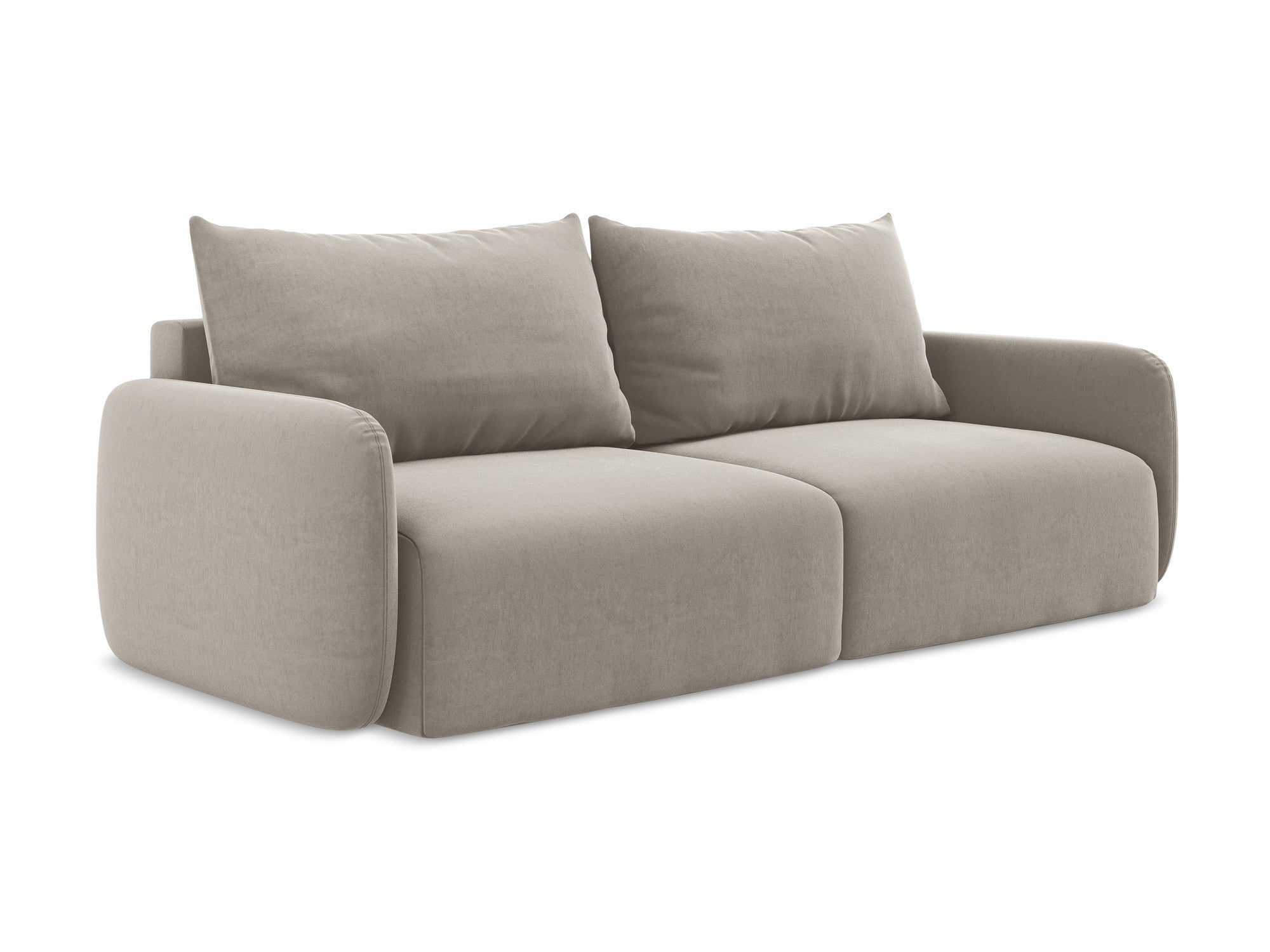 Taupe 3-Seater Velvet Sofa with Sleeping Function KALENA
