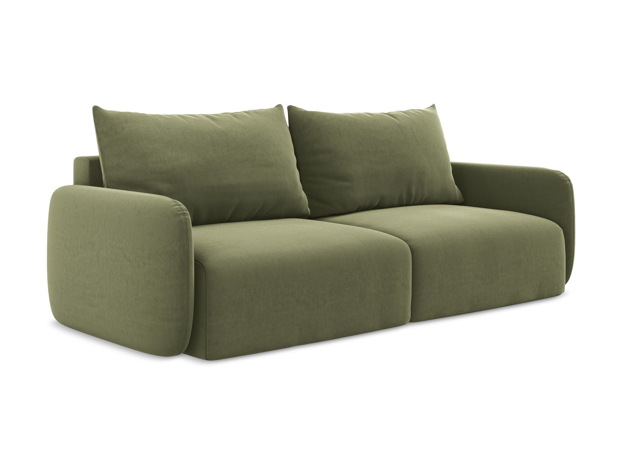 Sofa aus Samt für 3 Personen mit Schlaf-Funktion KALENA olivgrün