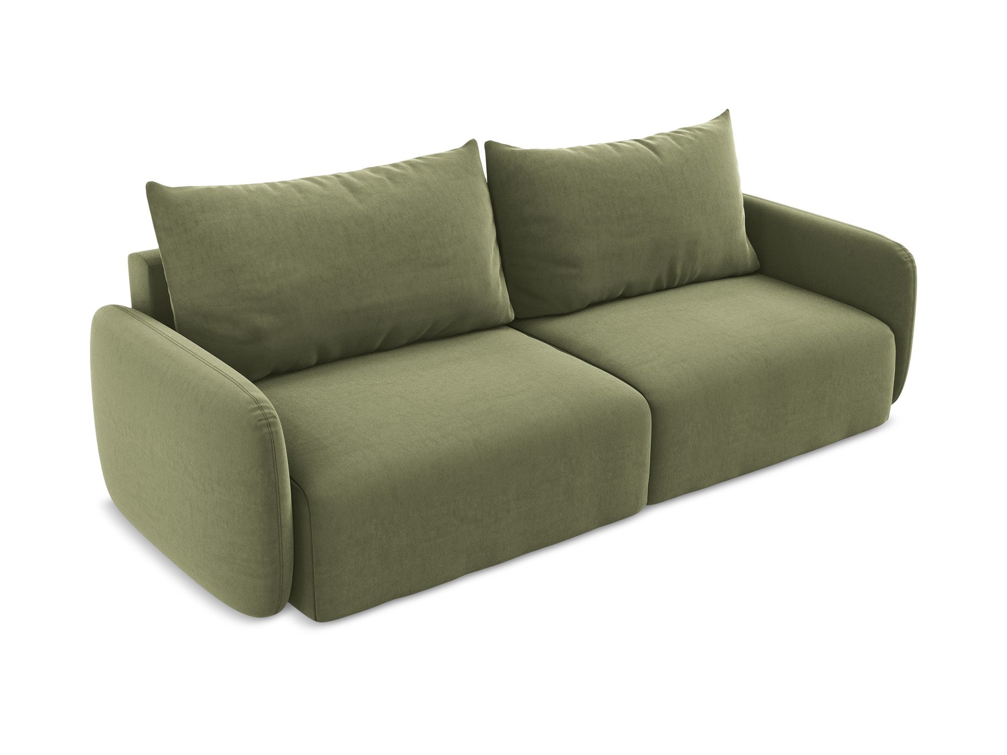 Sofa aus Samt für 3 Personen mit Schlaf-Funktion KALENA olivgrün
