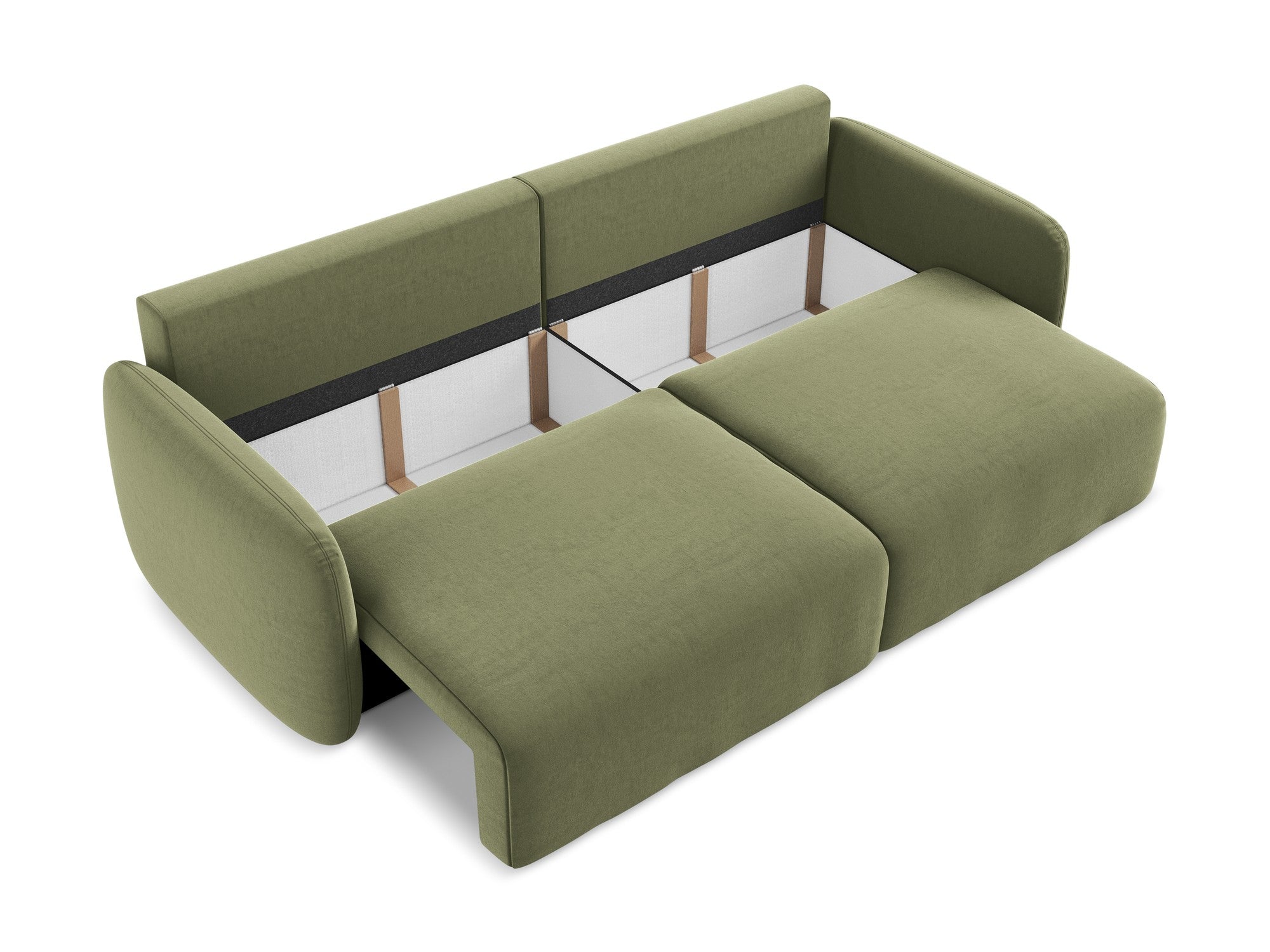 Sofa aus Samt für 3 Personen mit Schlaf-Funktion KALENA olivgrün