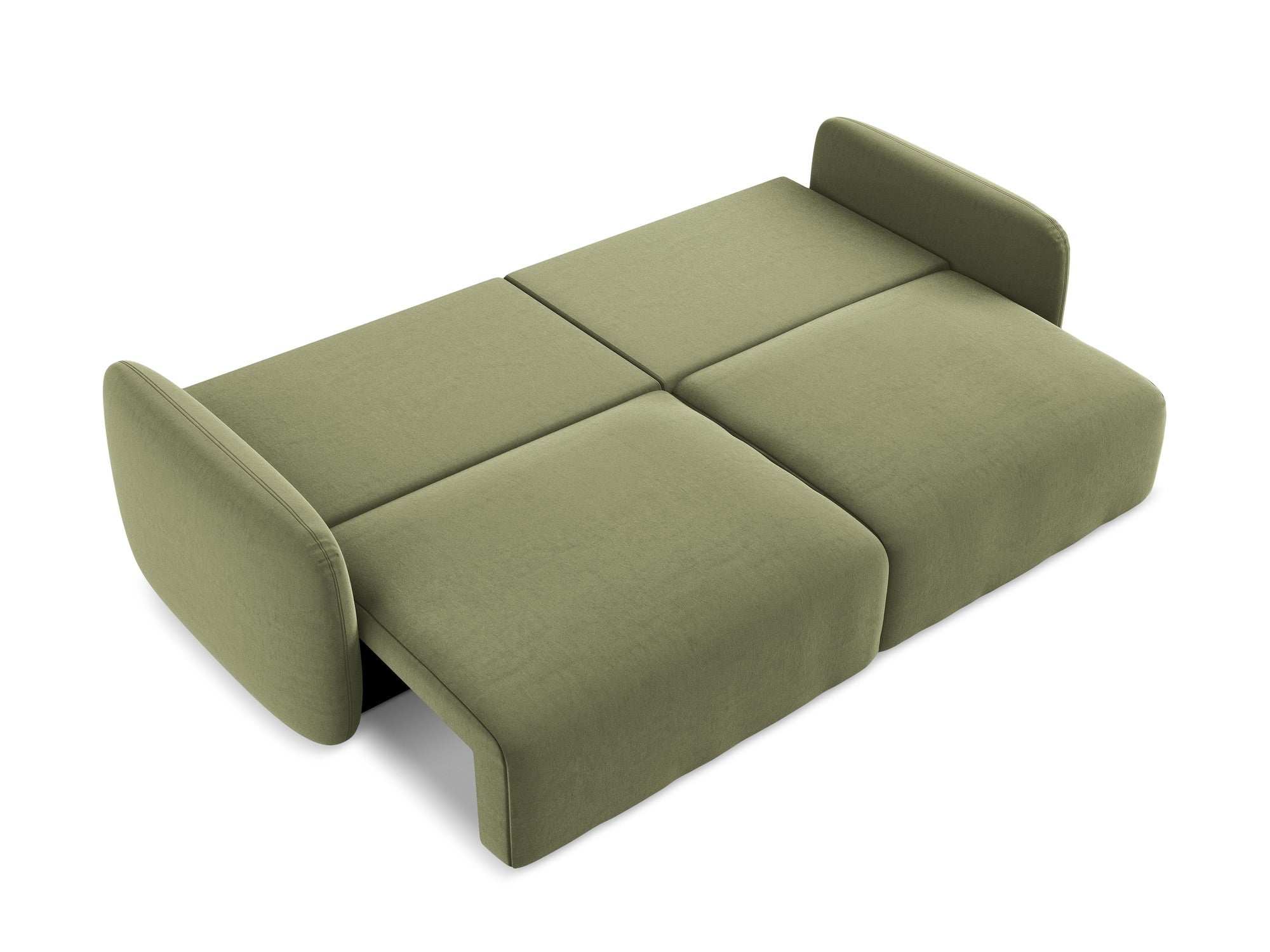 Sofa aus Samt für 3 Personen mit Schlaf-Funktion KALENA olivgrün