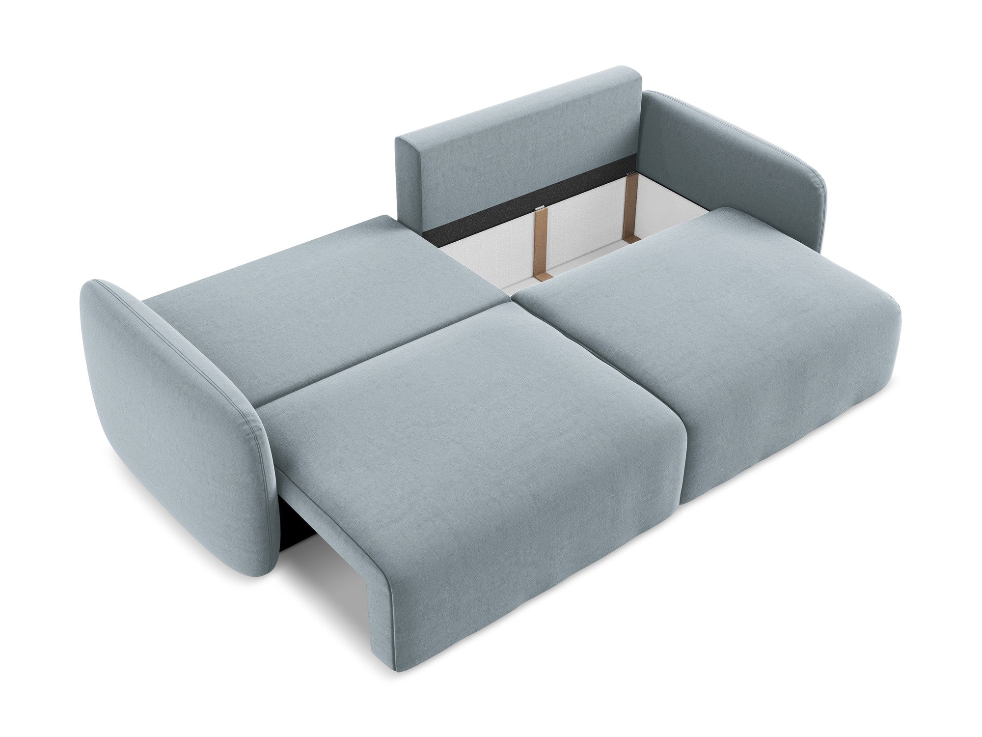 Velvet 3-Seater Sofa with Sleeping Function KALENA Light Blue