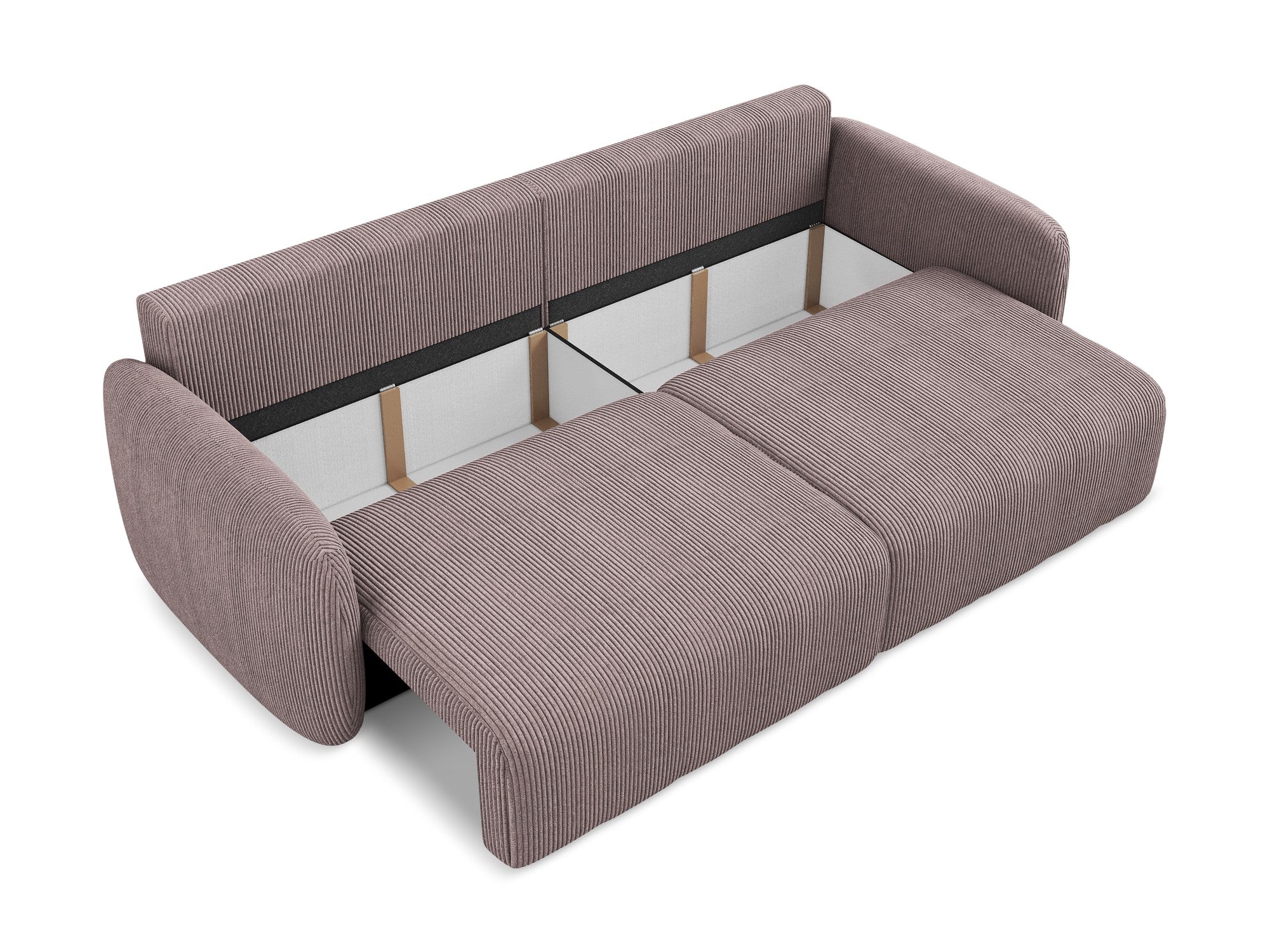 Sofa für 3 Personen mit Schlaf-Funktion KALENA in gedämpftem rosa Cord