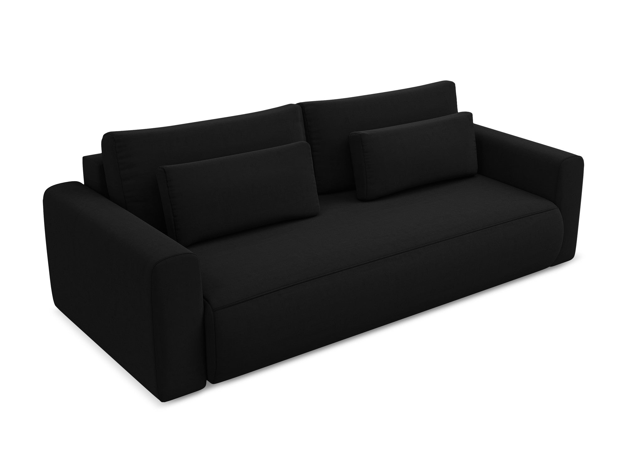 Black 3-Seater Velvet Sofa with Sleeping Function KAPUA