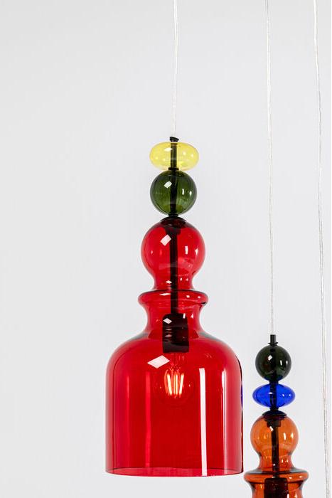 Hängende Lampe Mazzo tre spiralfarbes Glas