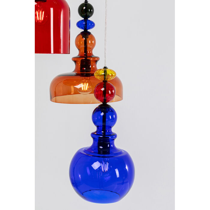 Hängende Lampe Mazzo tre spiralfarbes Glas