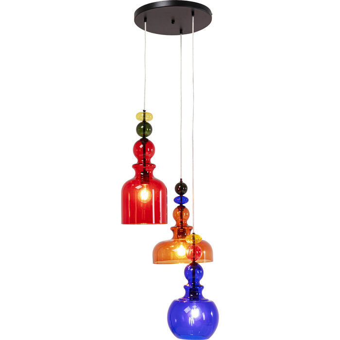 Hängende Lampe Mazzo tre spiralfarbes Glas
