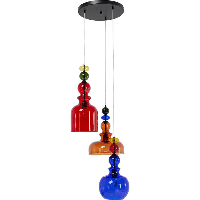 Hängende Lampe Mazzo tre spiralfarbes Glas