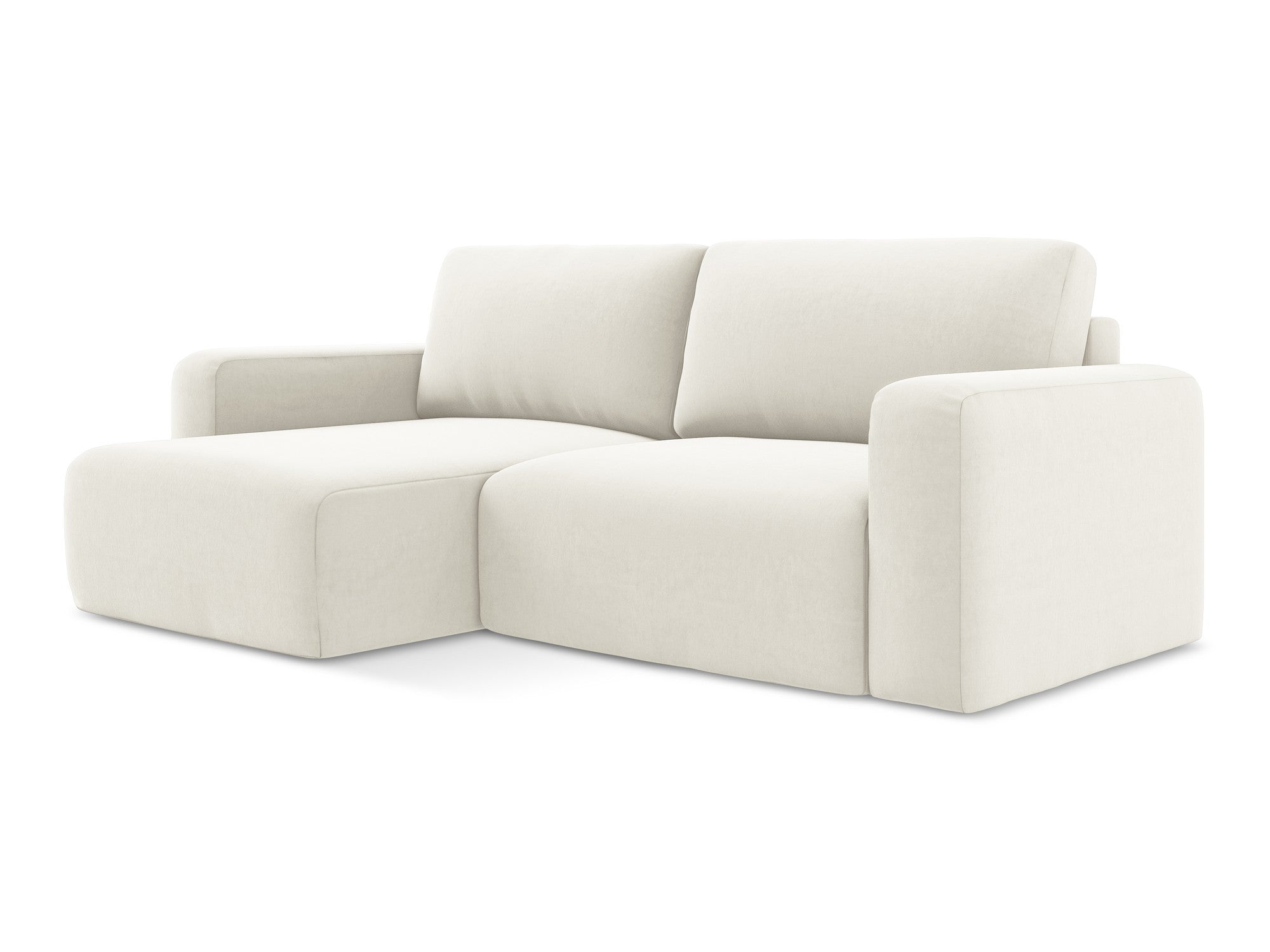 Samt-Ecksofa links mit Schlaffunktion KONA hellbeige