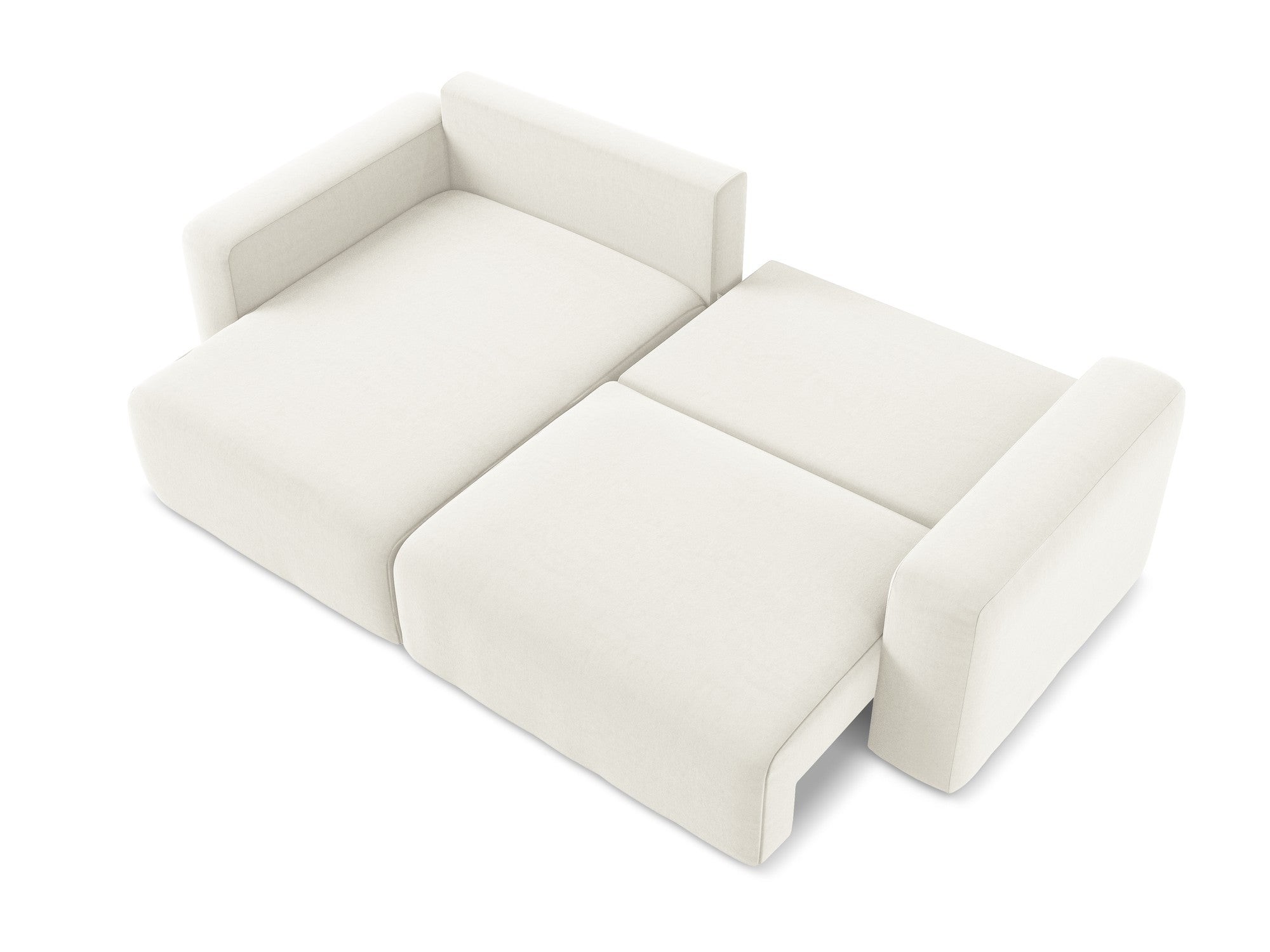 Samt-Ecksofa links mit Schlaffunktion KONA hellbeige