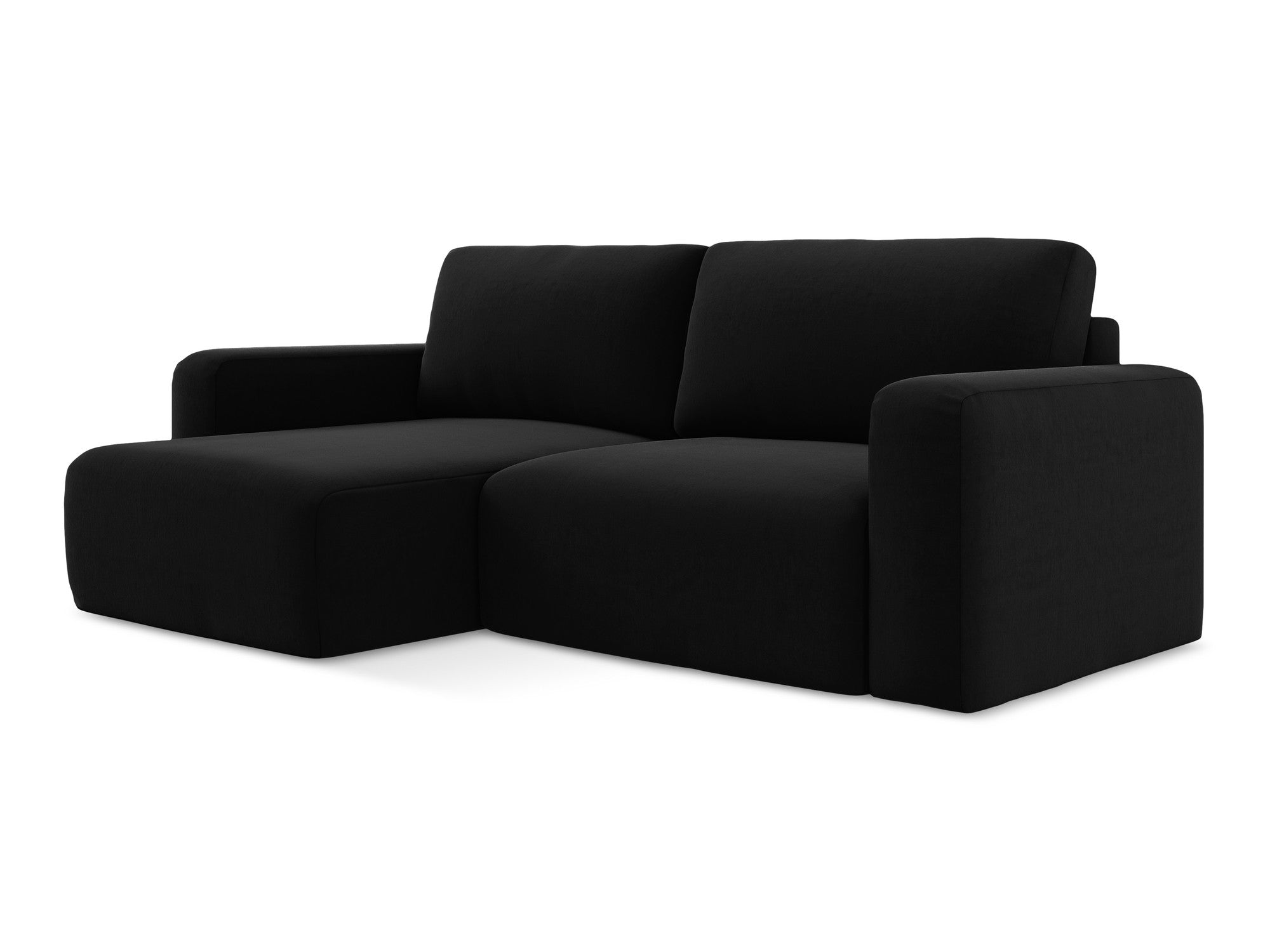 Left-sided velvet corner sofa bed KONA black