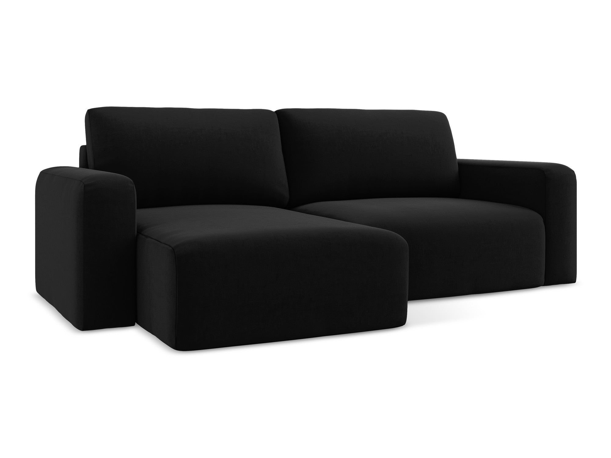 Left-sided velvet corner sofa bed KONA black