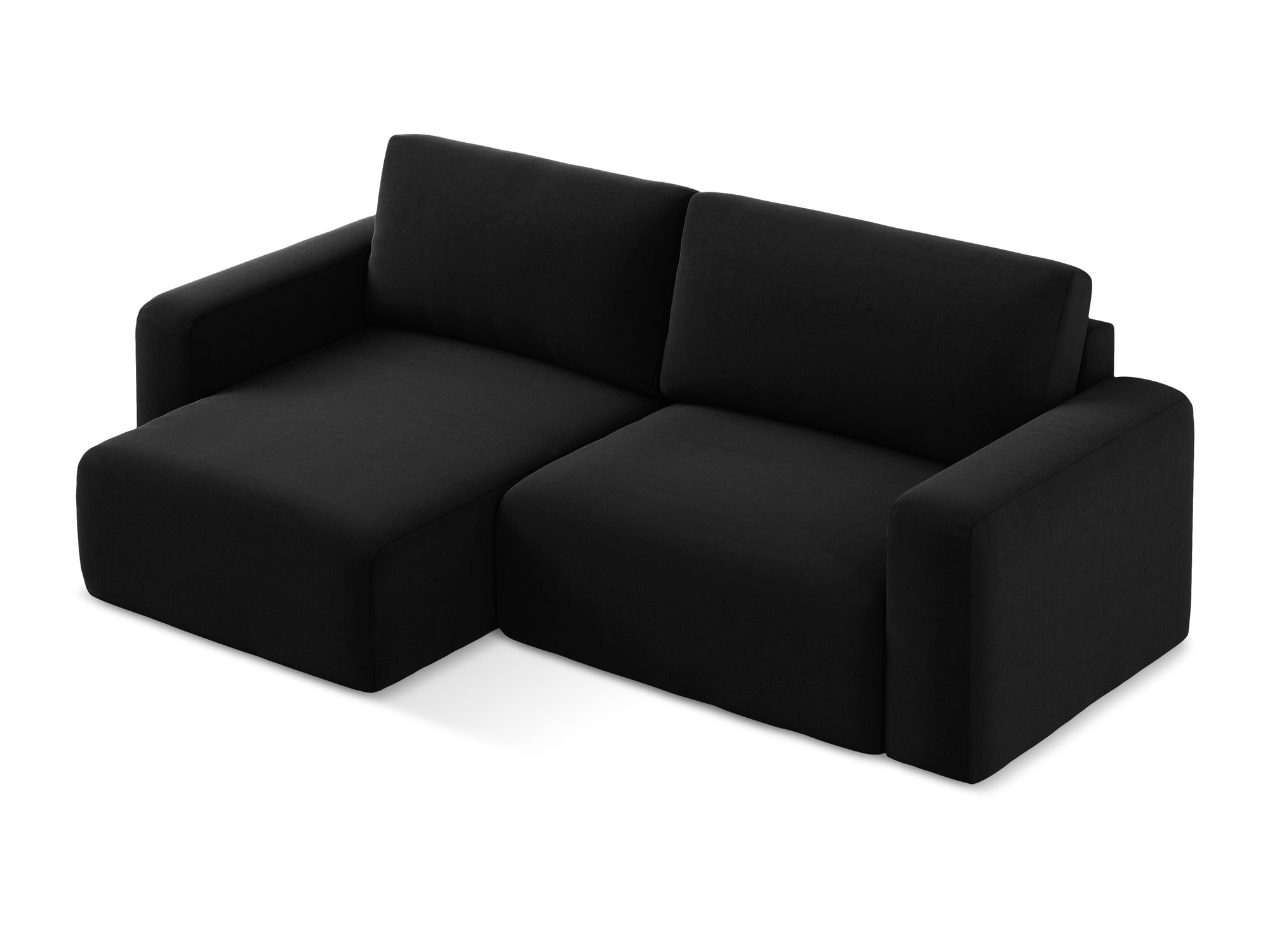 Left-sided velvet corner sofa bed KONA black