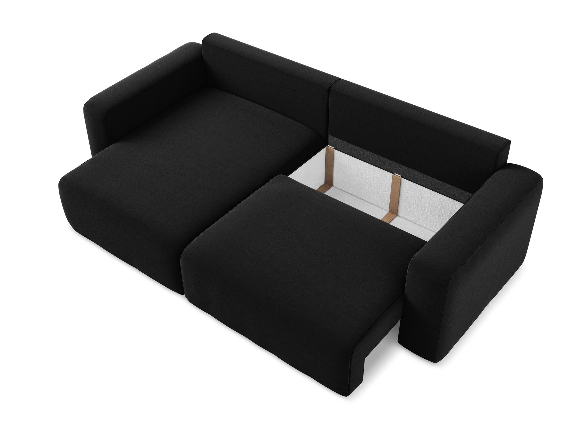 Left-sided velvet corner sofa bed KONA black