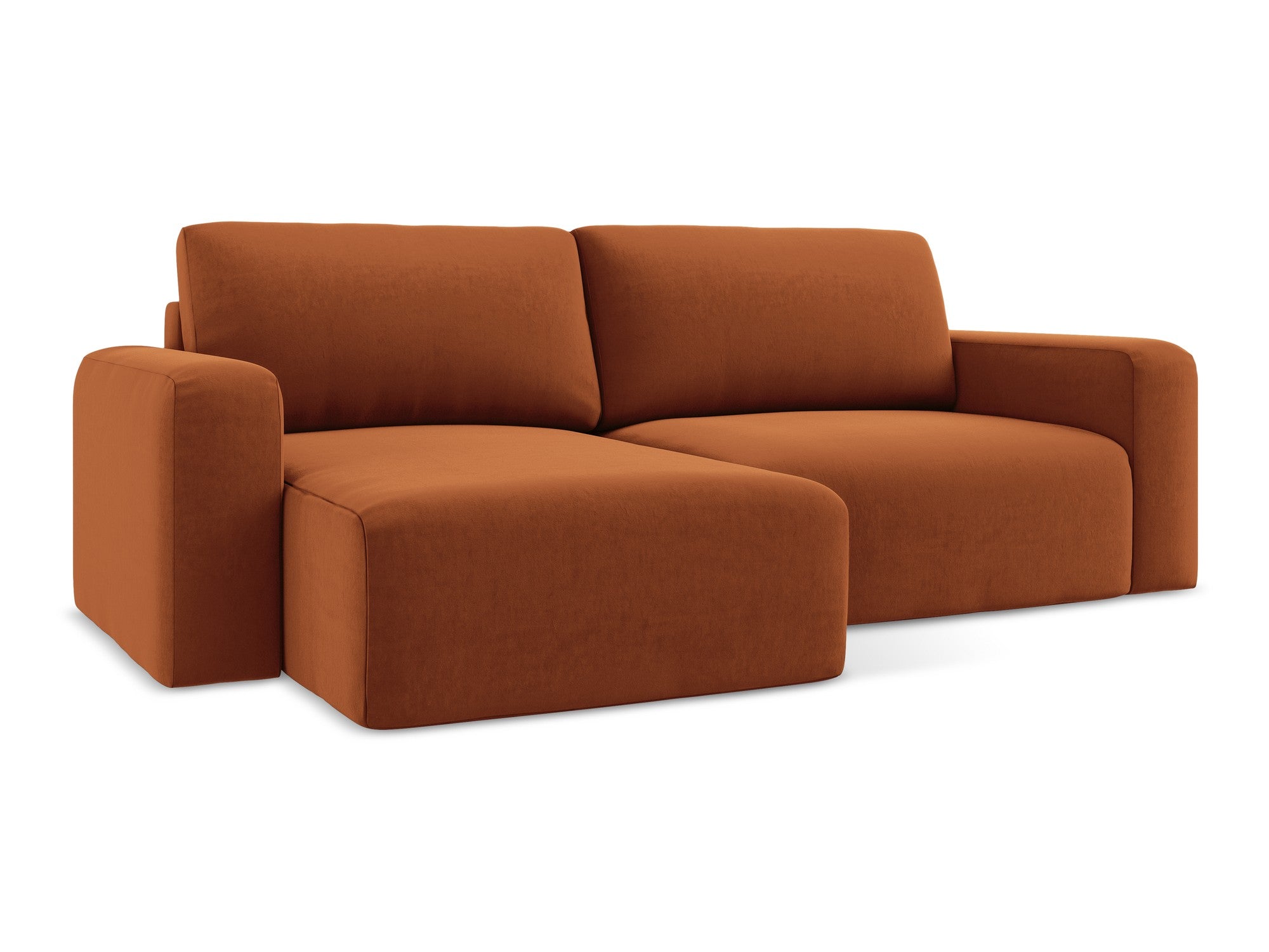 Samt-Ecksofa links mit Schlaffunktion KONA Terrakotta