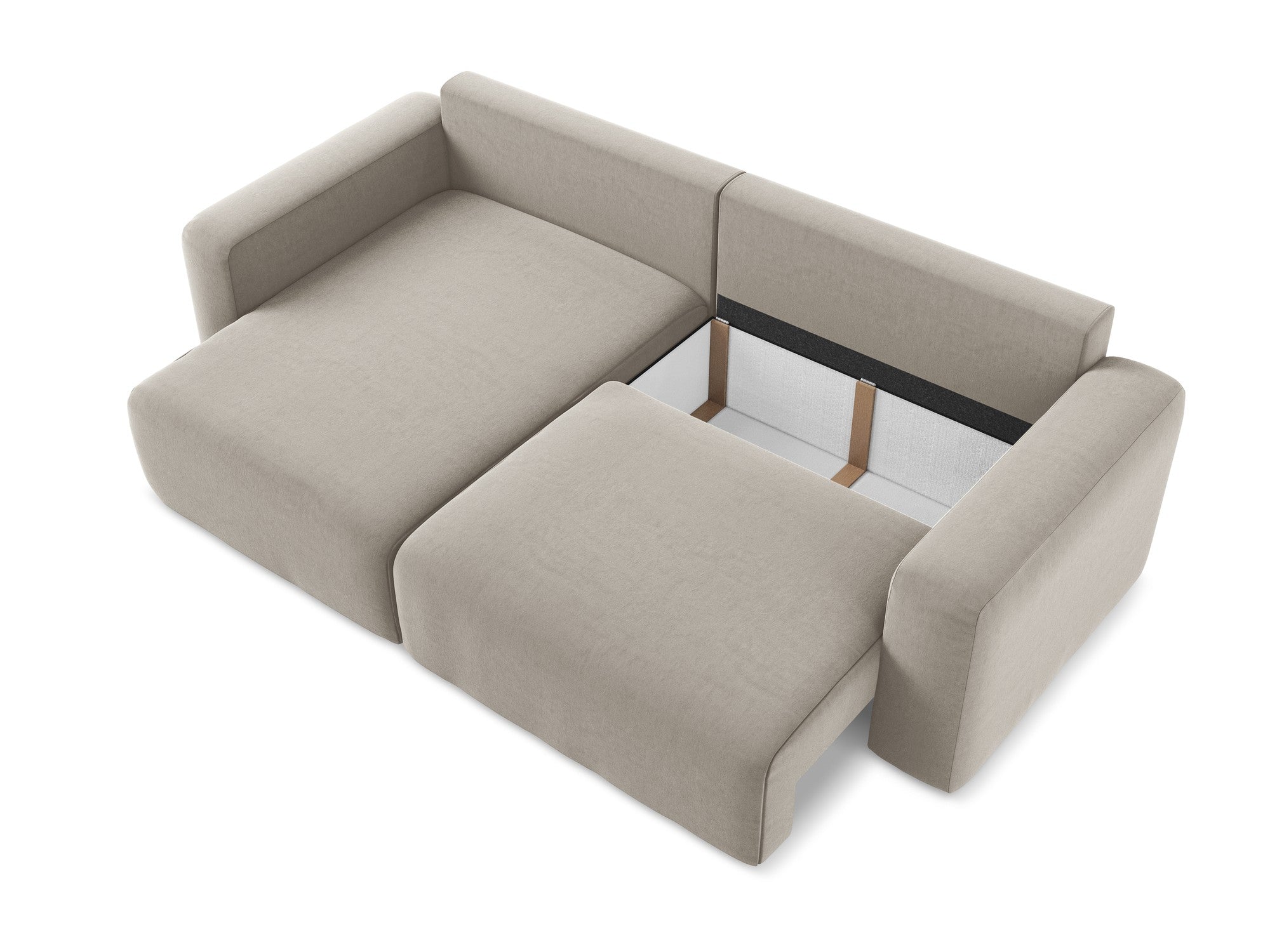 Samt-Ecksofa links mit Schlaffunktion KONA taupe