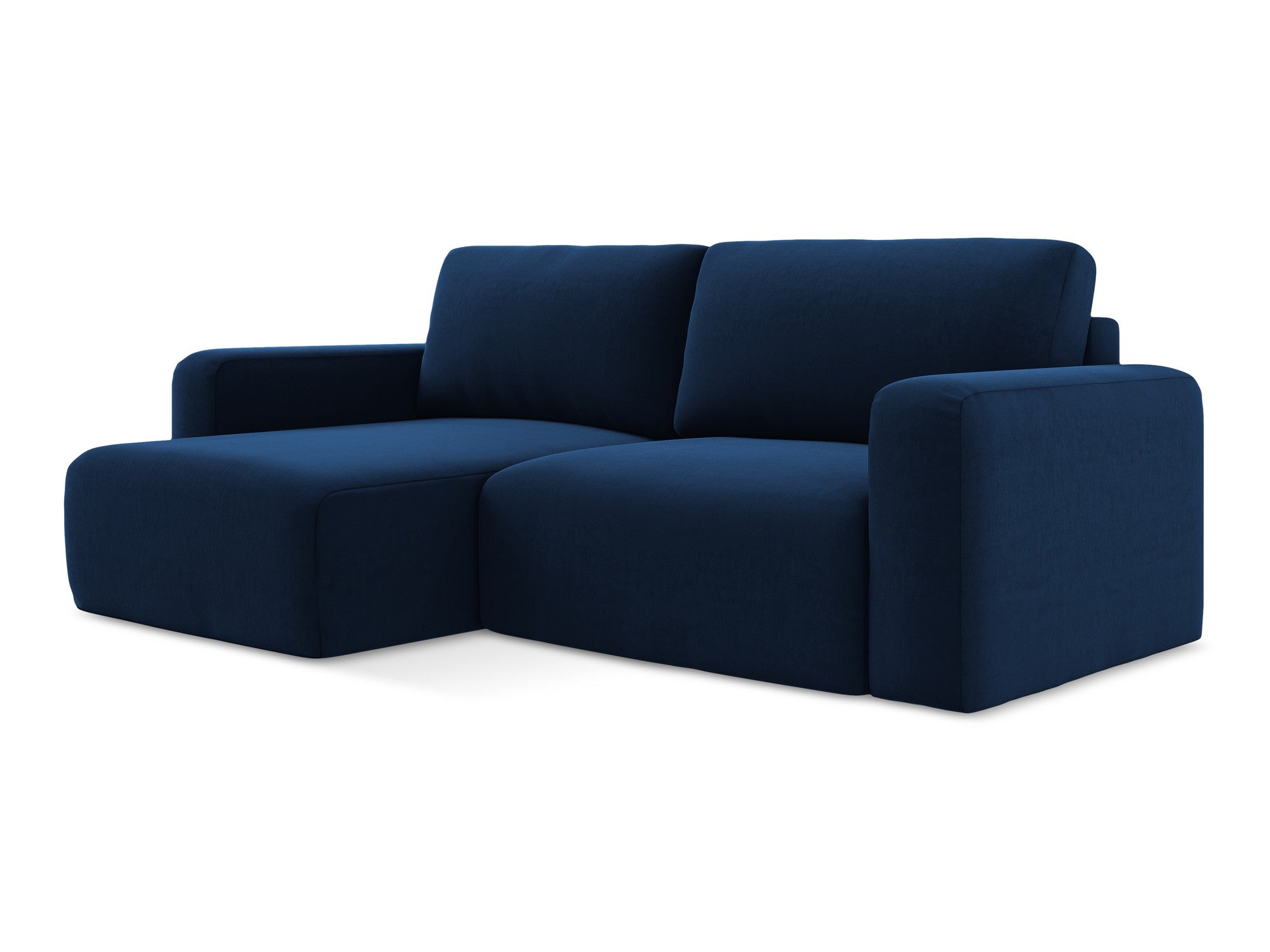 Left-facing velvet corner sofa bed KONA royal blue