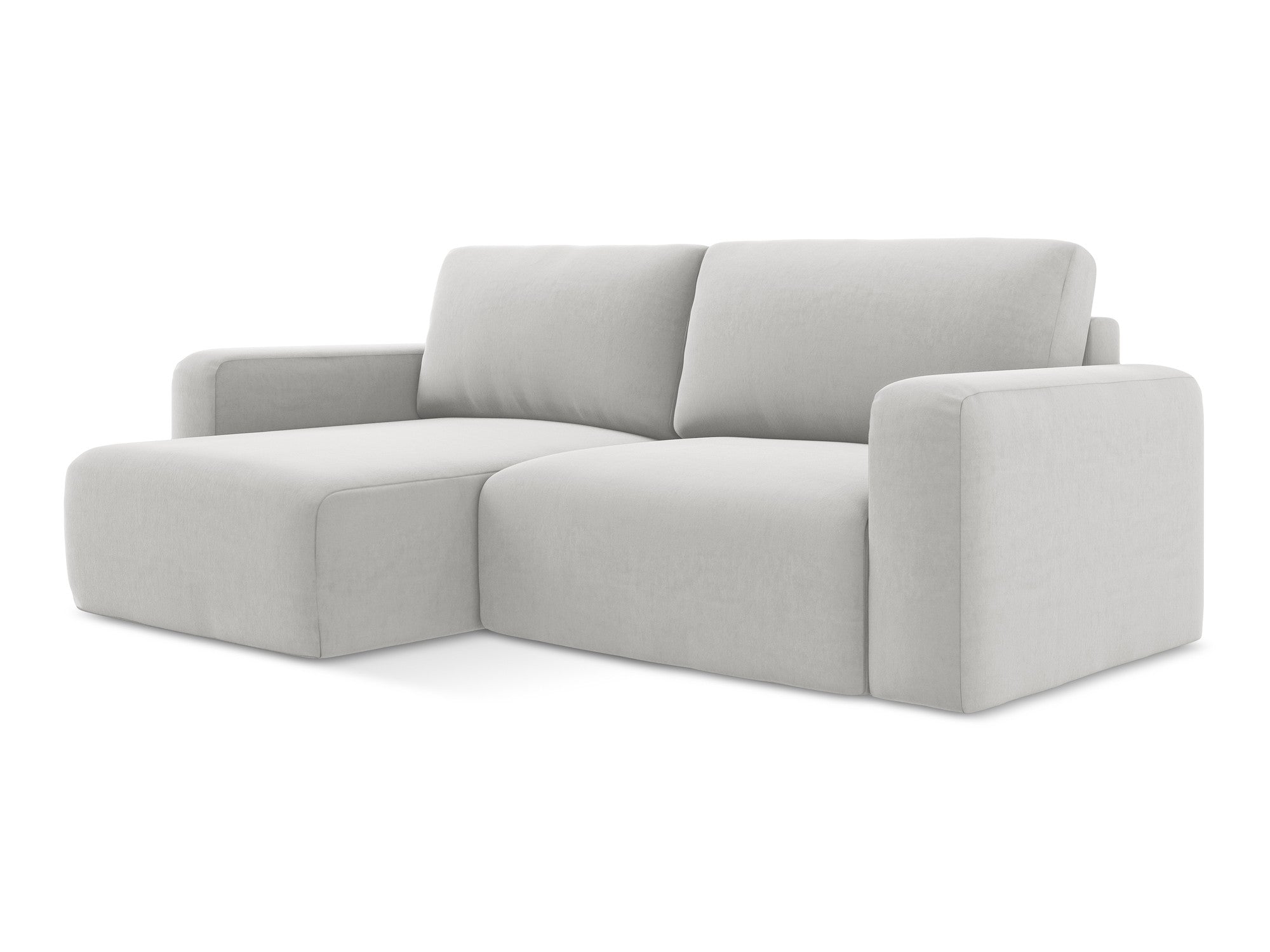 Samt-Ecksofa links mit Schlaffunktion KONA silbergrau