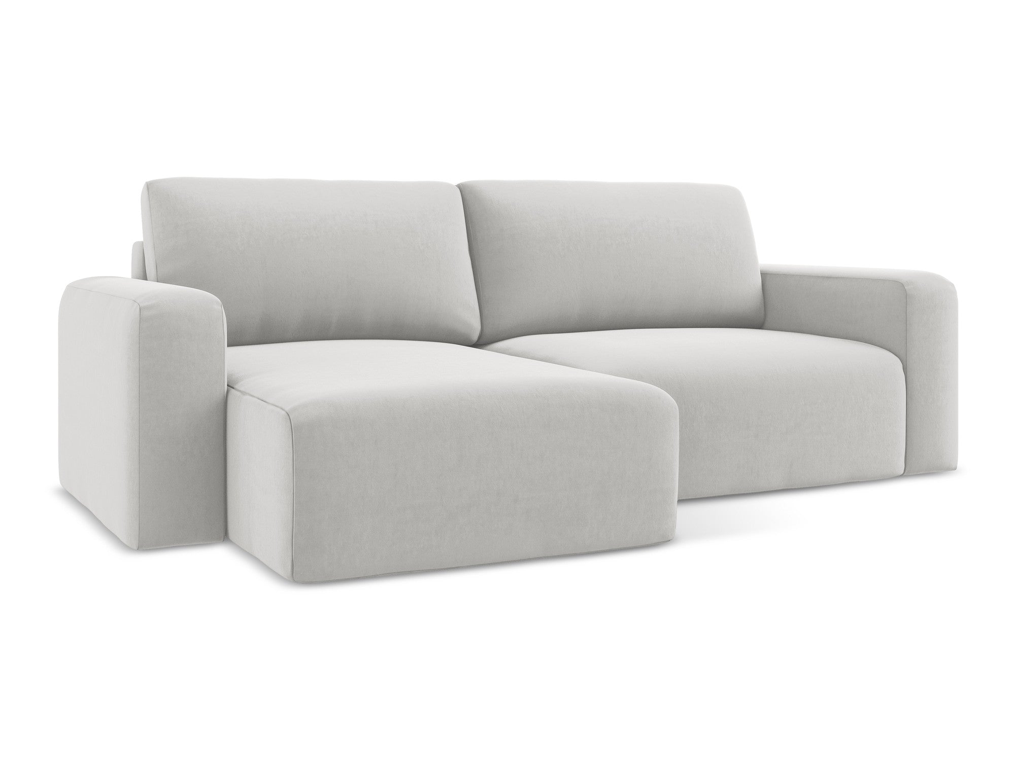 Samt-Ecksofa links mit Schlaffunktion KONA silbergrau