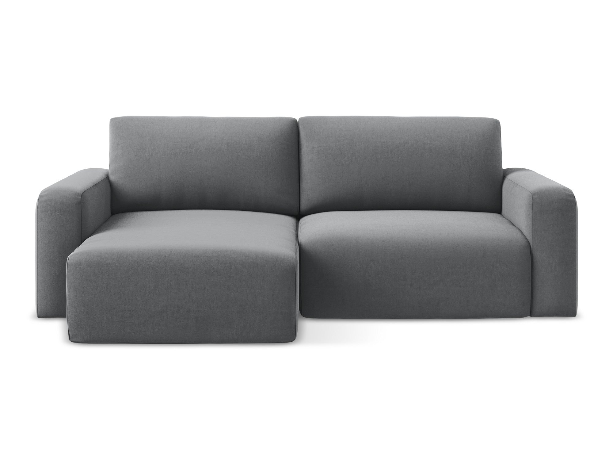 Samt-Ecksofa links mit Schlaffunktion KONA stahlgrau