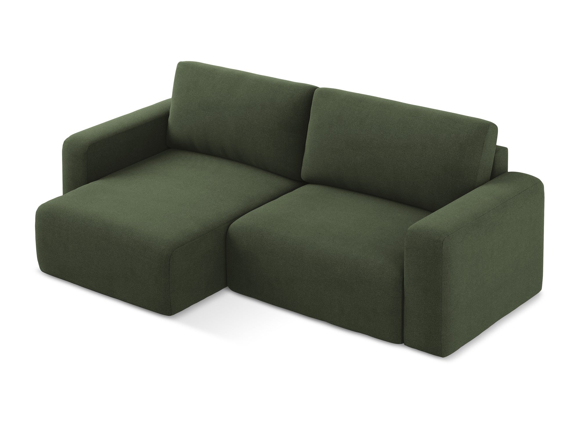 Left-sided corner sofa bed KONA in olive green