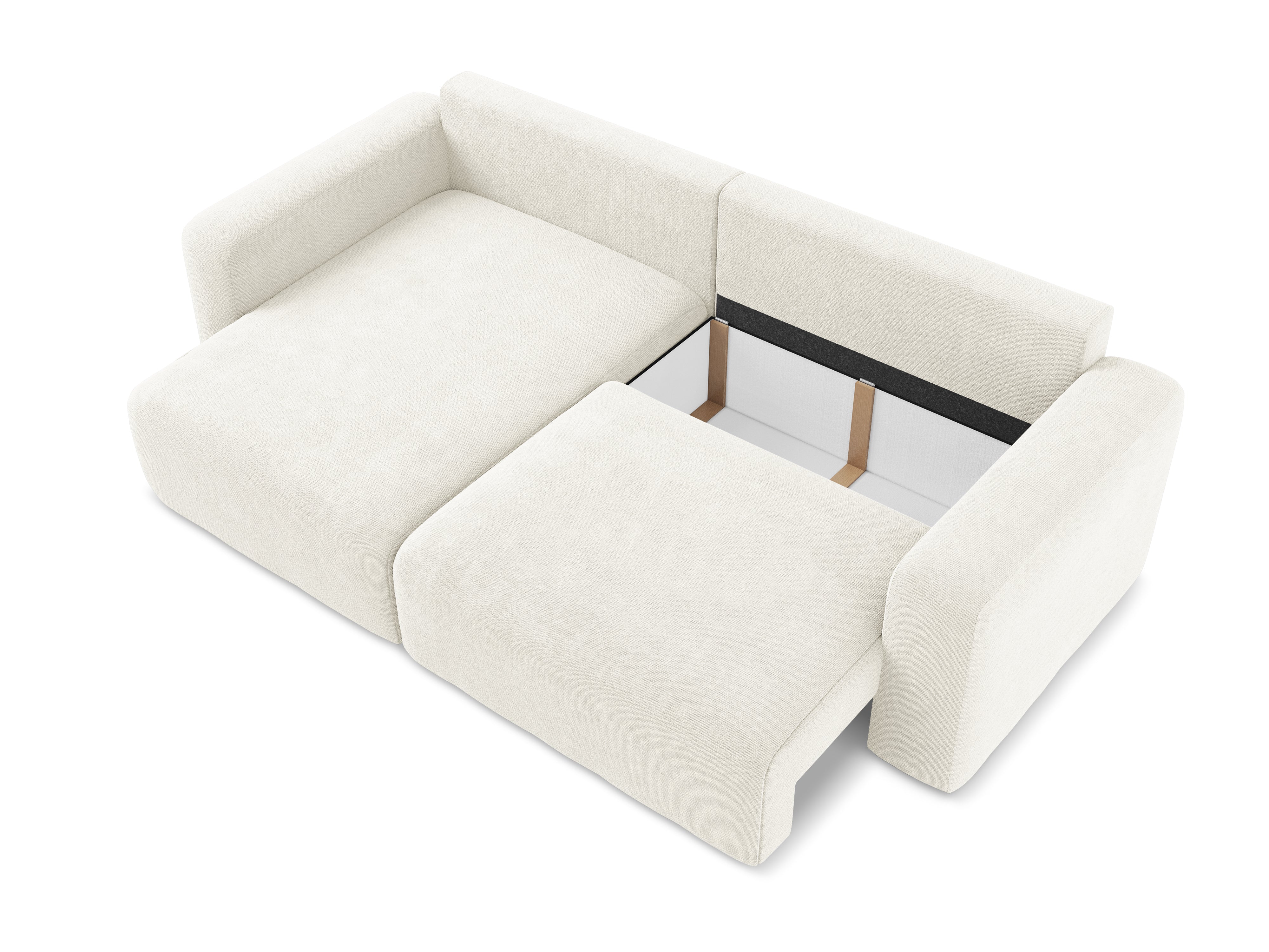 Left-sided corner sofa bed KONA white chenille