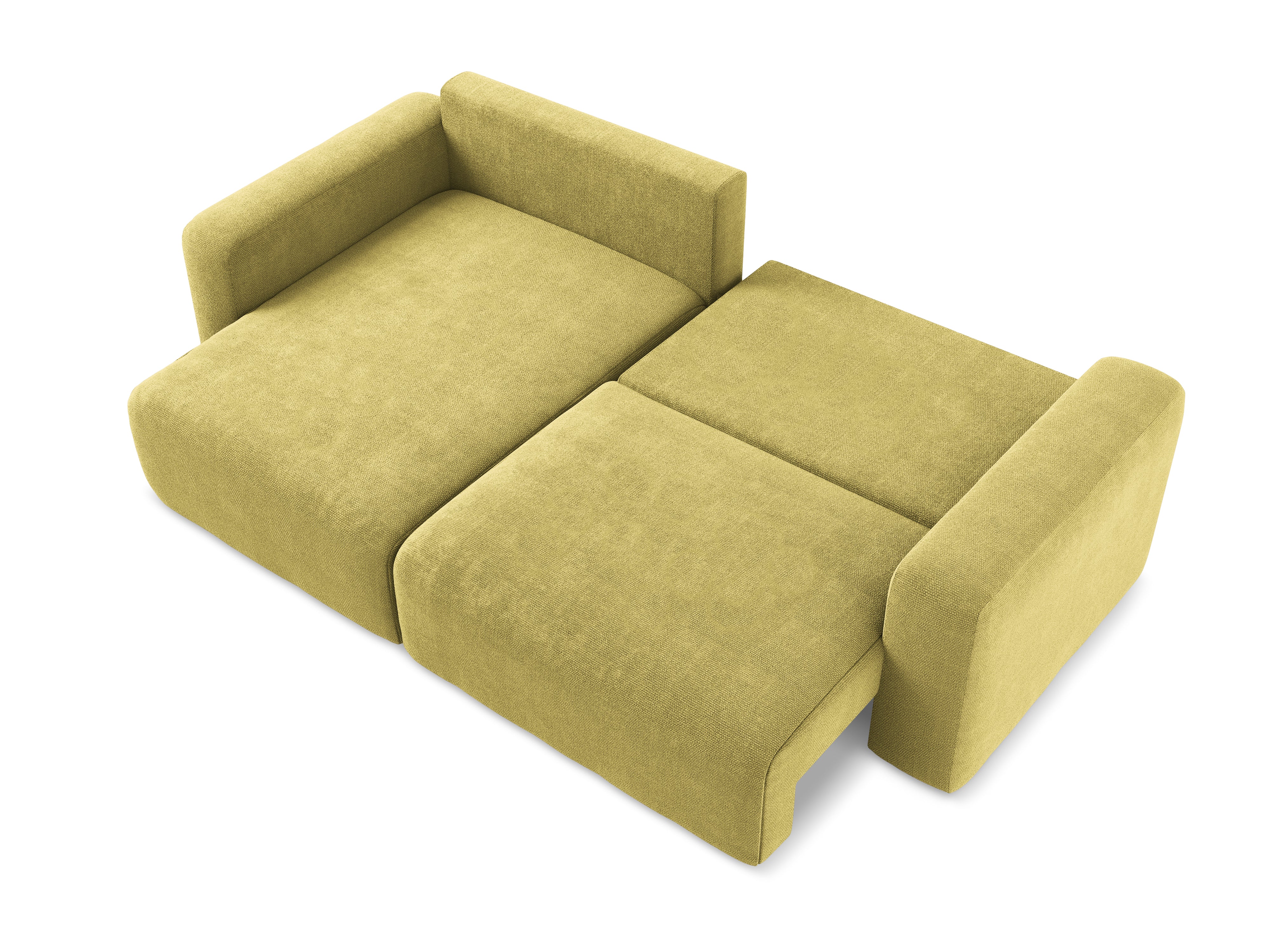 Left-sided corner sofa bed KONA in lime green chenille