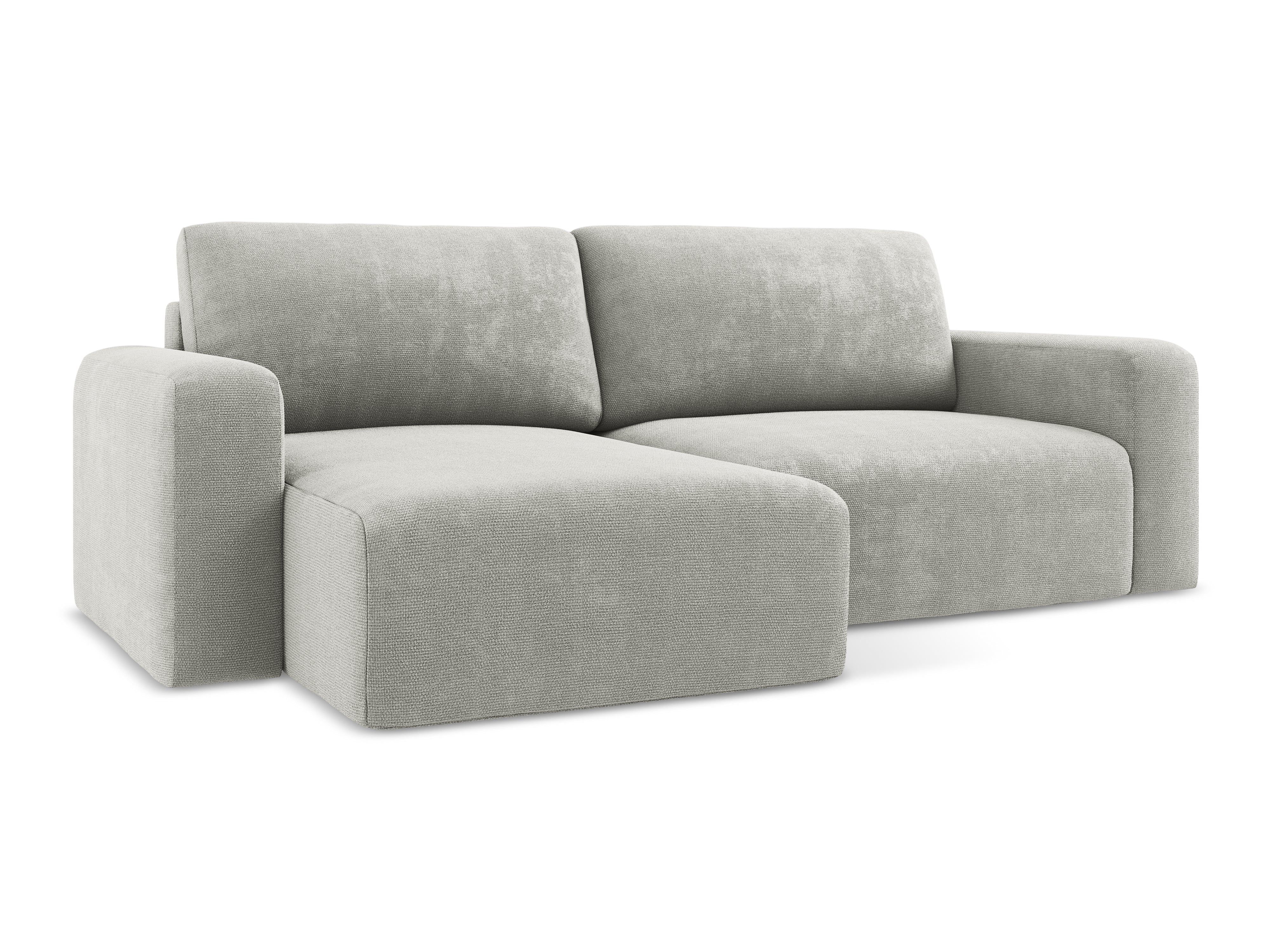 Left-sided corner sofa bed KONA light gray chenille